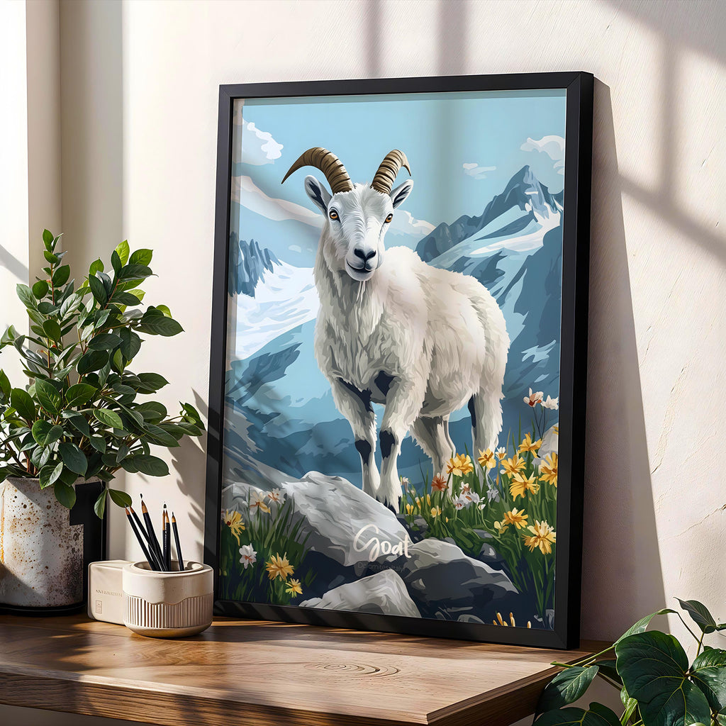 Rustic Goat Framed Poster: Farmhouse Animal Wall Art