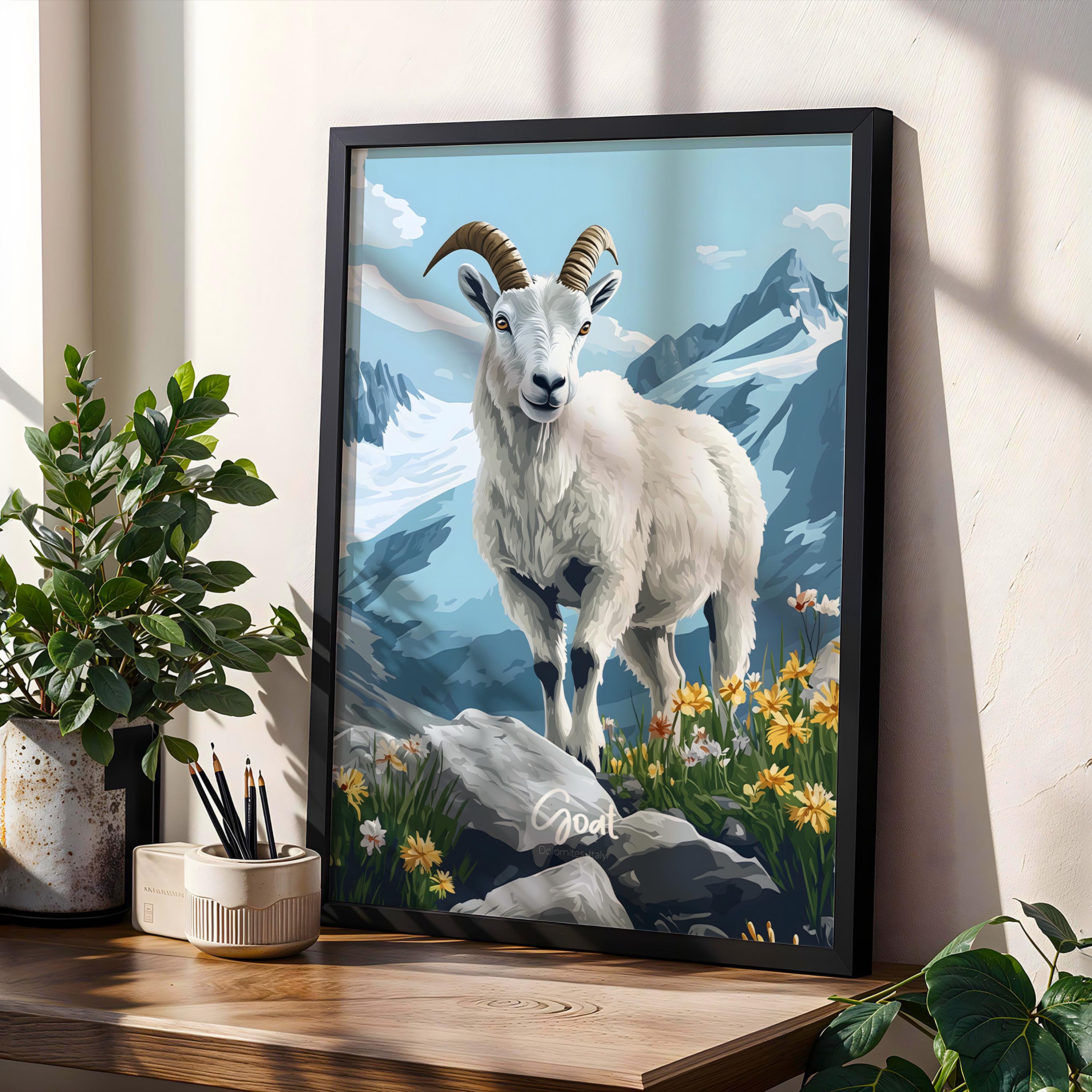 Rustic Goat Framed Poster: Farmhouse Animal Wall Art