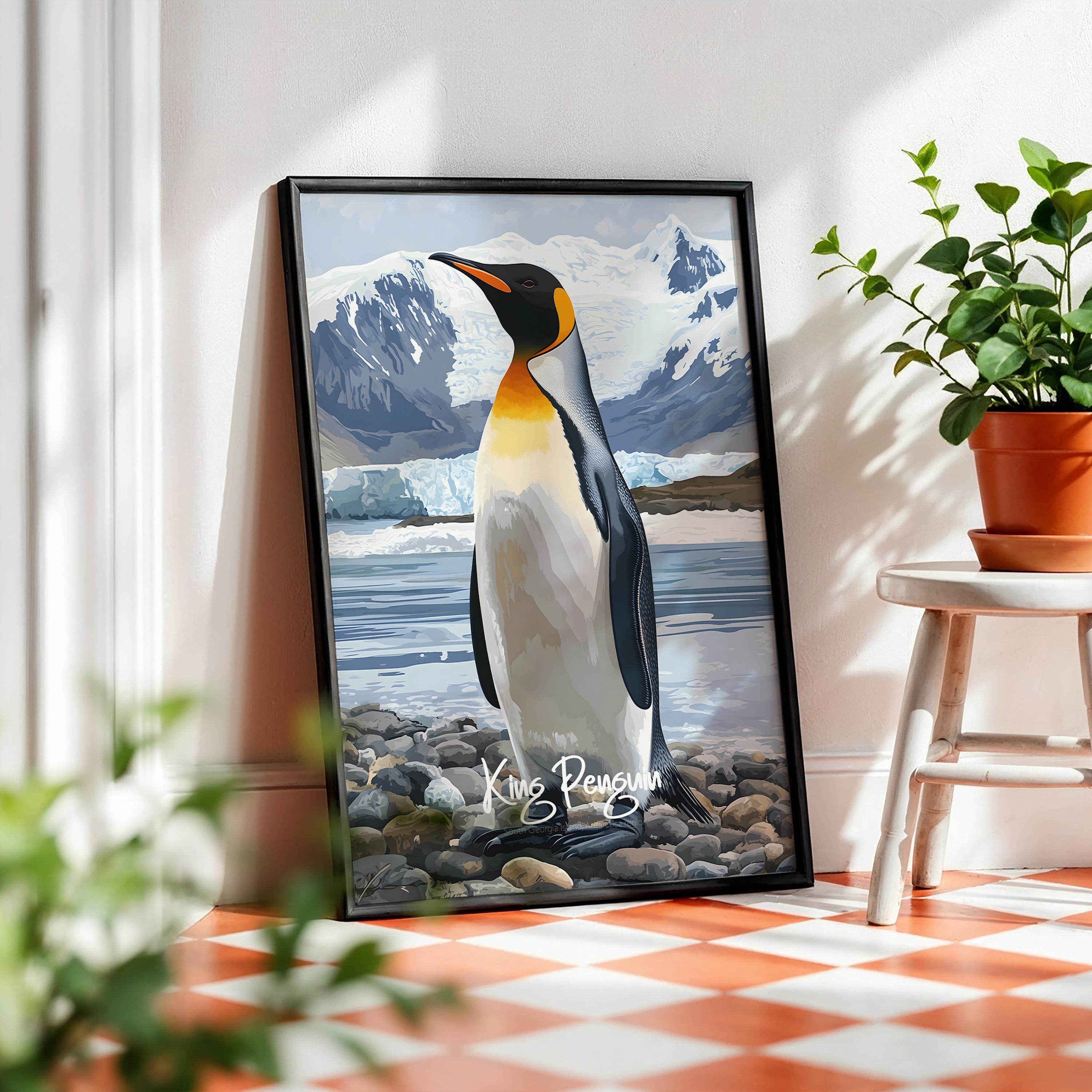 King Penguin Art Print: Tropical Wildlife Illustration, Nature Lover Gift