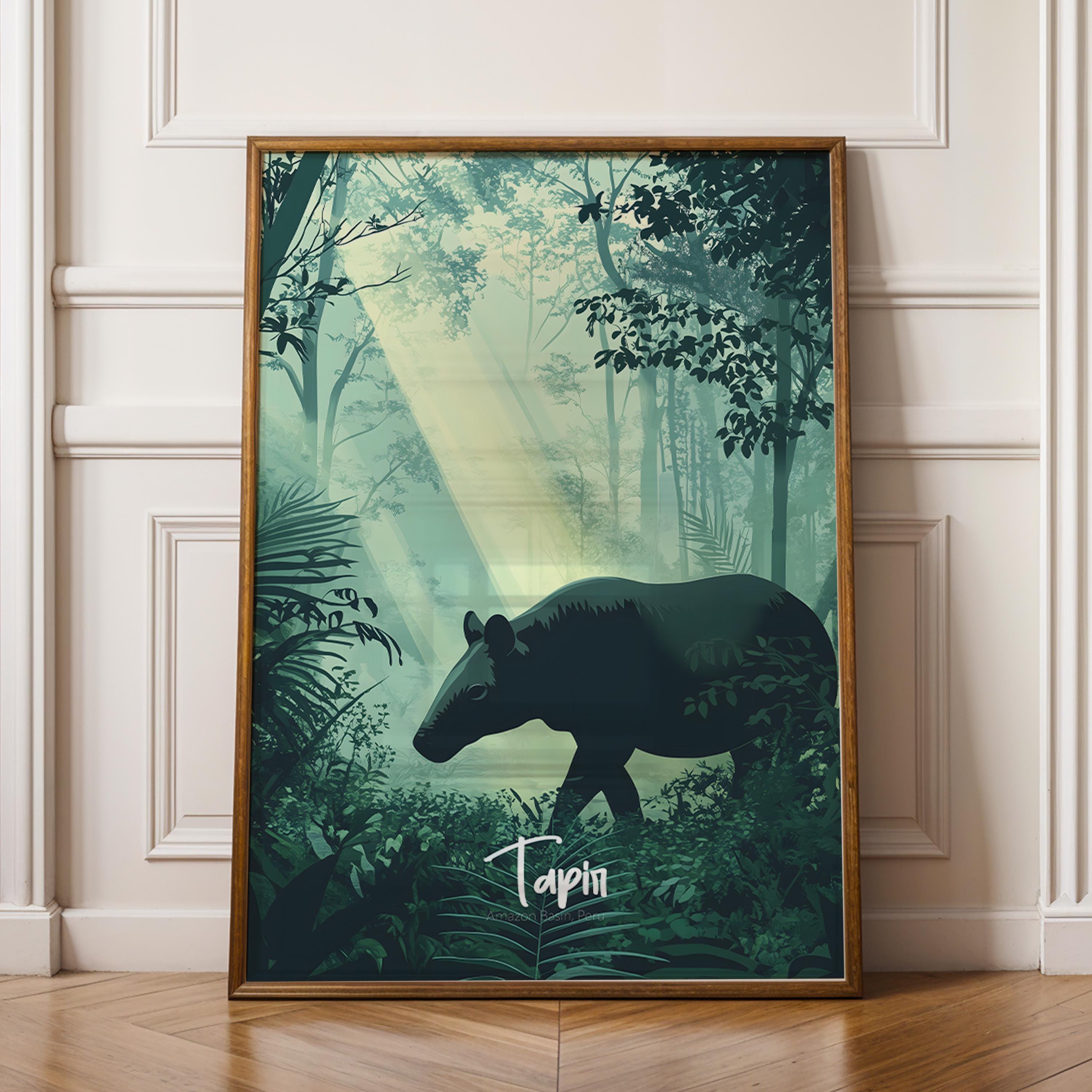 Tapir Print: Exotic Jungle Animal Wall Art, Modern Rustic Decor