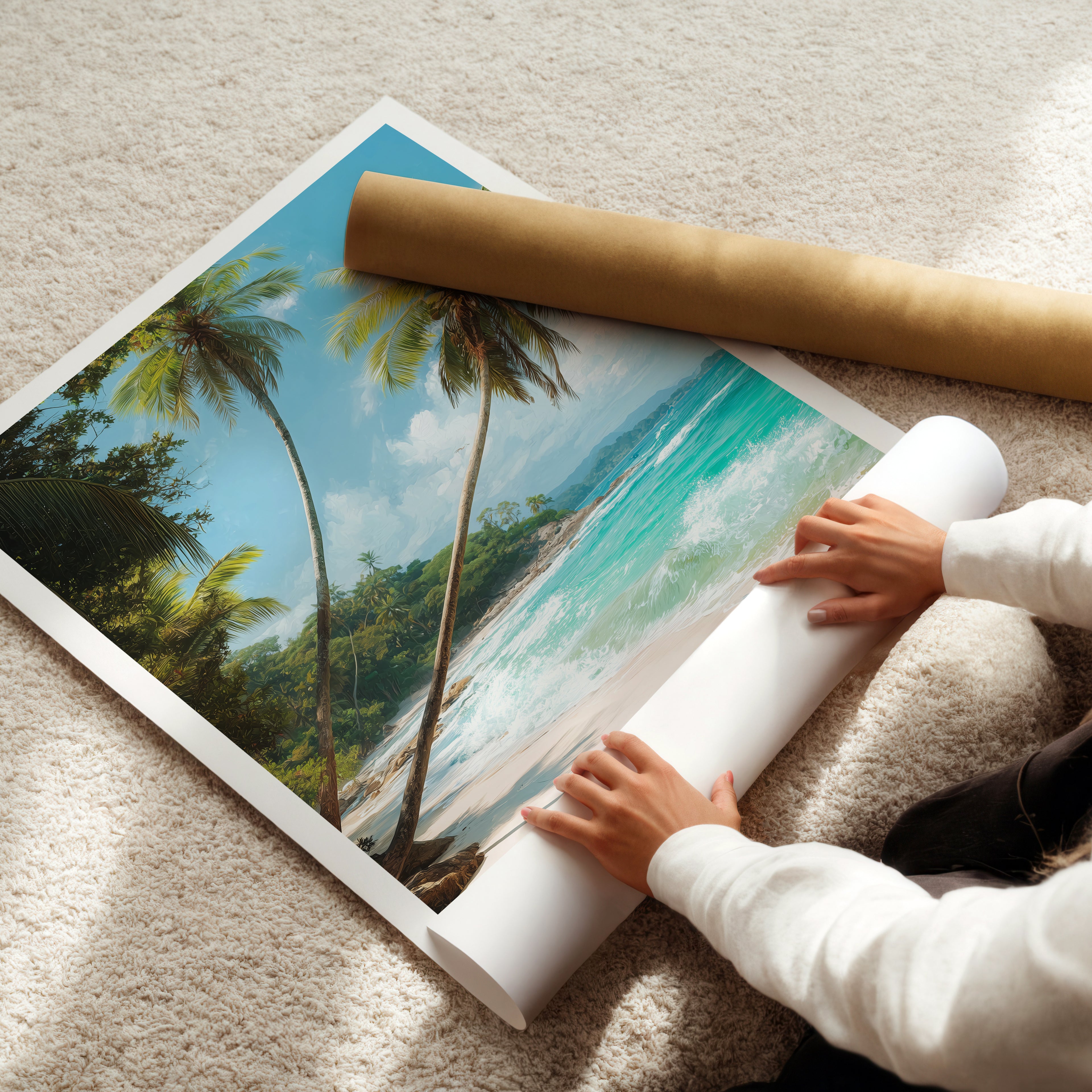 Costa Rica Travel Poster – Puerto Viejo Beach Print, Tropical Caribbean Wall Art, Coastal Decor