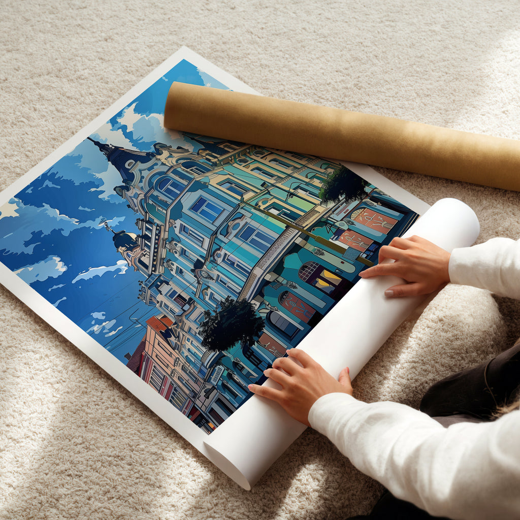 Oradea Romania Travel Poster: Elegant European Architecture Illustration Art