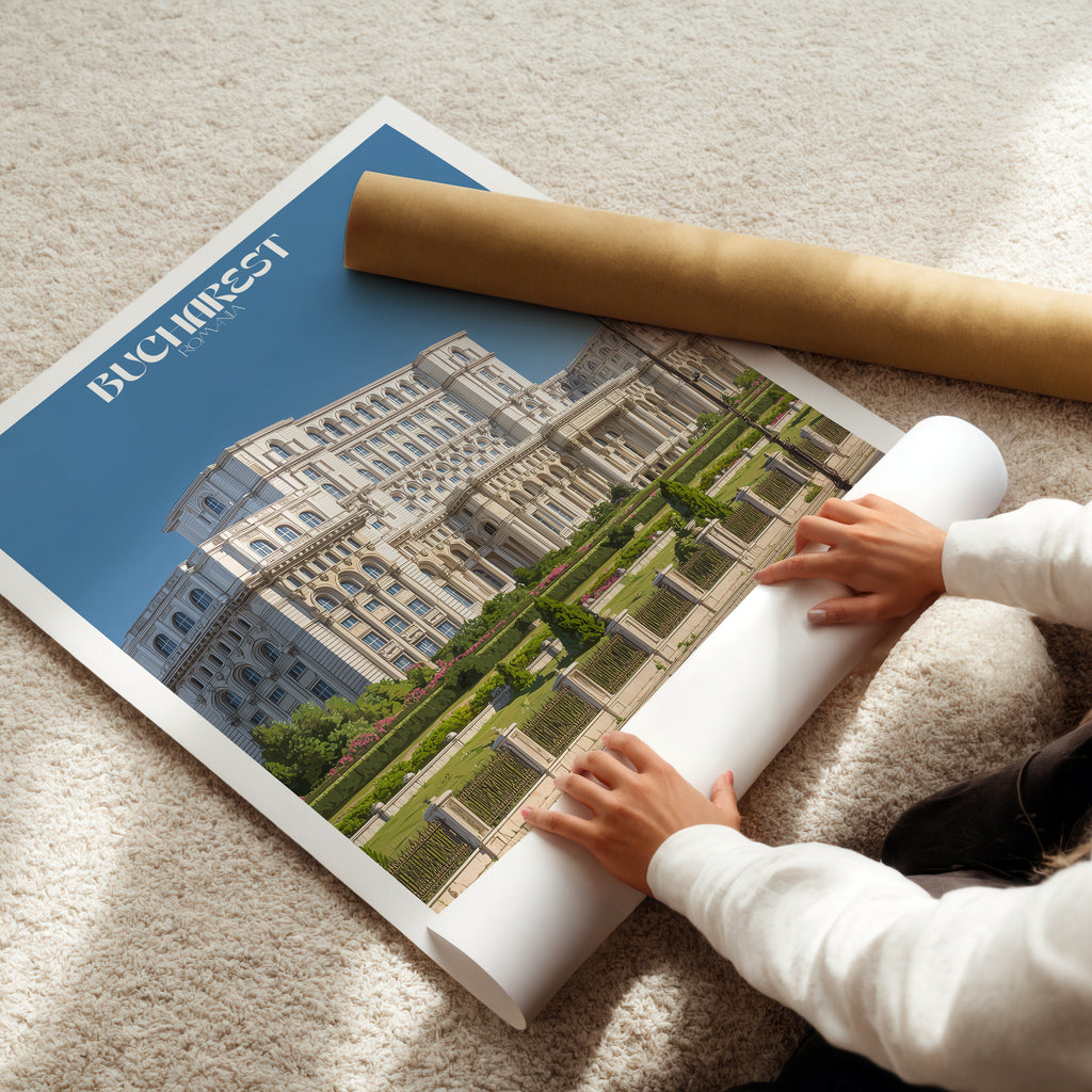 Bucharest Romania Poster – City Travel Print, Urban Wall Art, Modern Landmark Decor