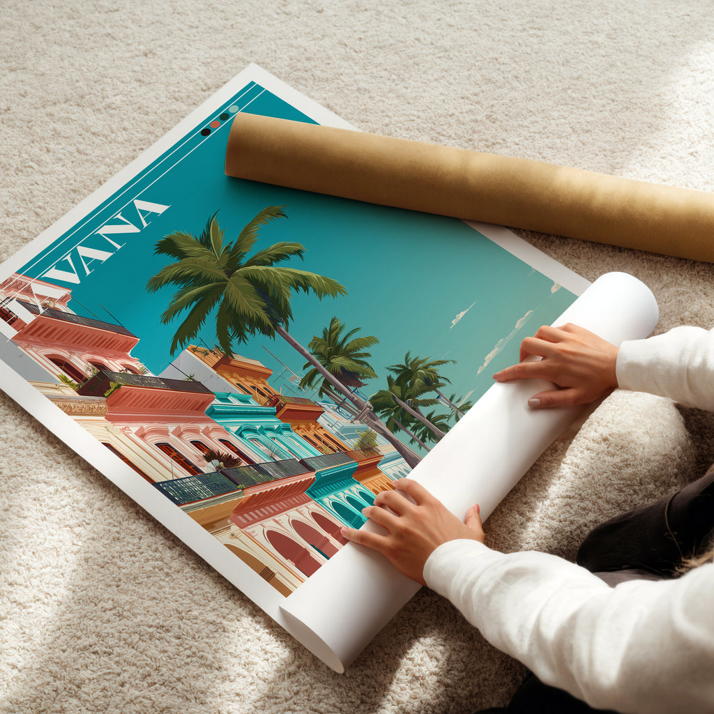 Havana Travel Poster: Cuba Print, Caribbean Wall Art