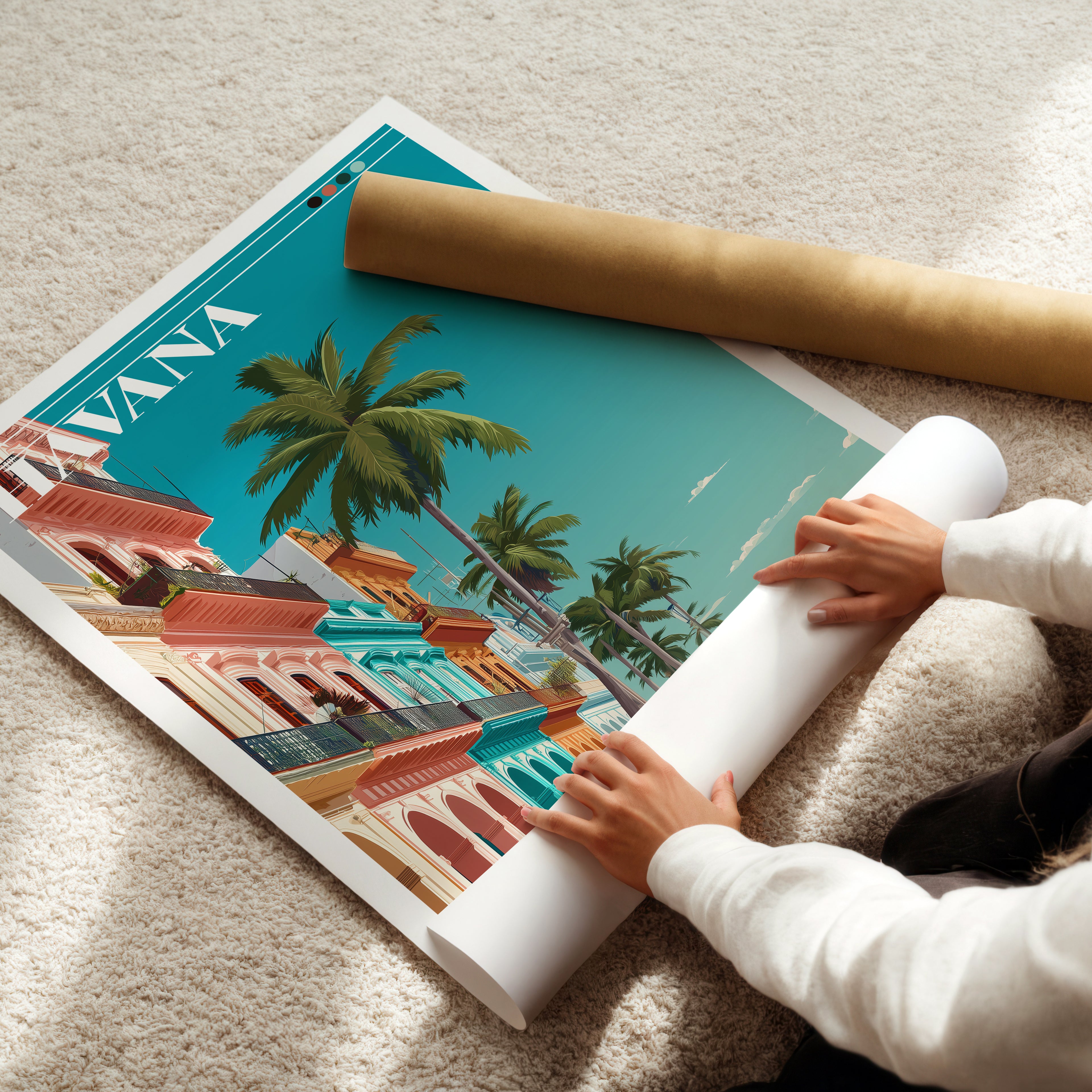 Havana Travel Poster: Cuba Print, Caribbean Wall Art