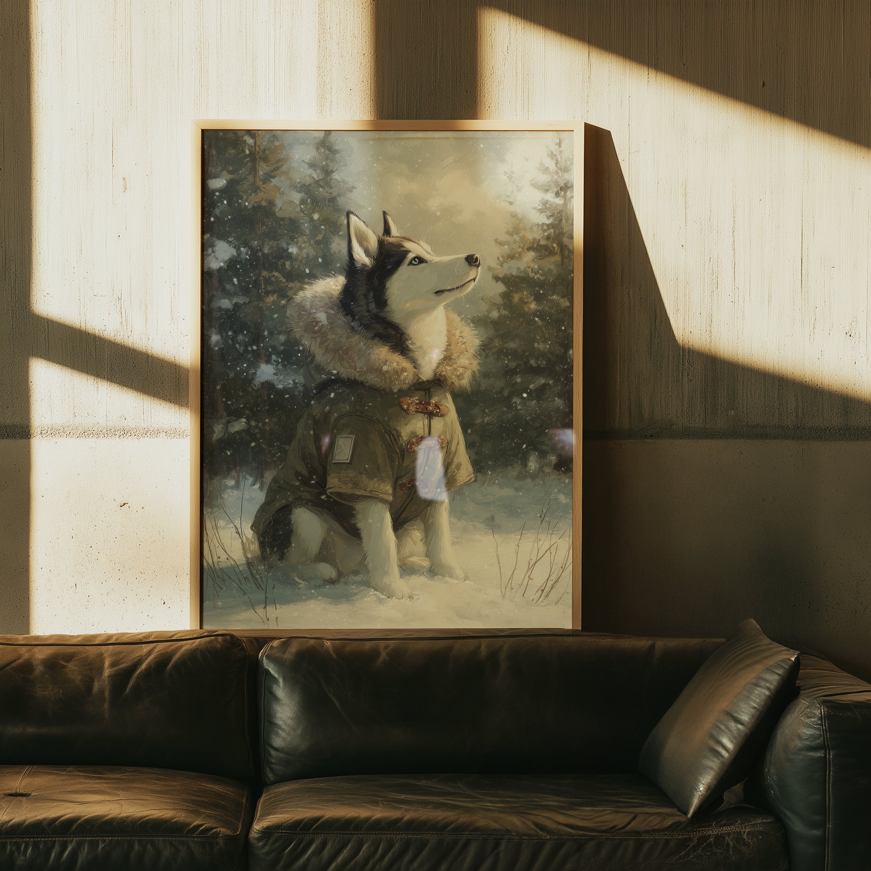 Husky Winter Art Print – Nordic Snow Dog, Laponia Forest