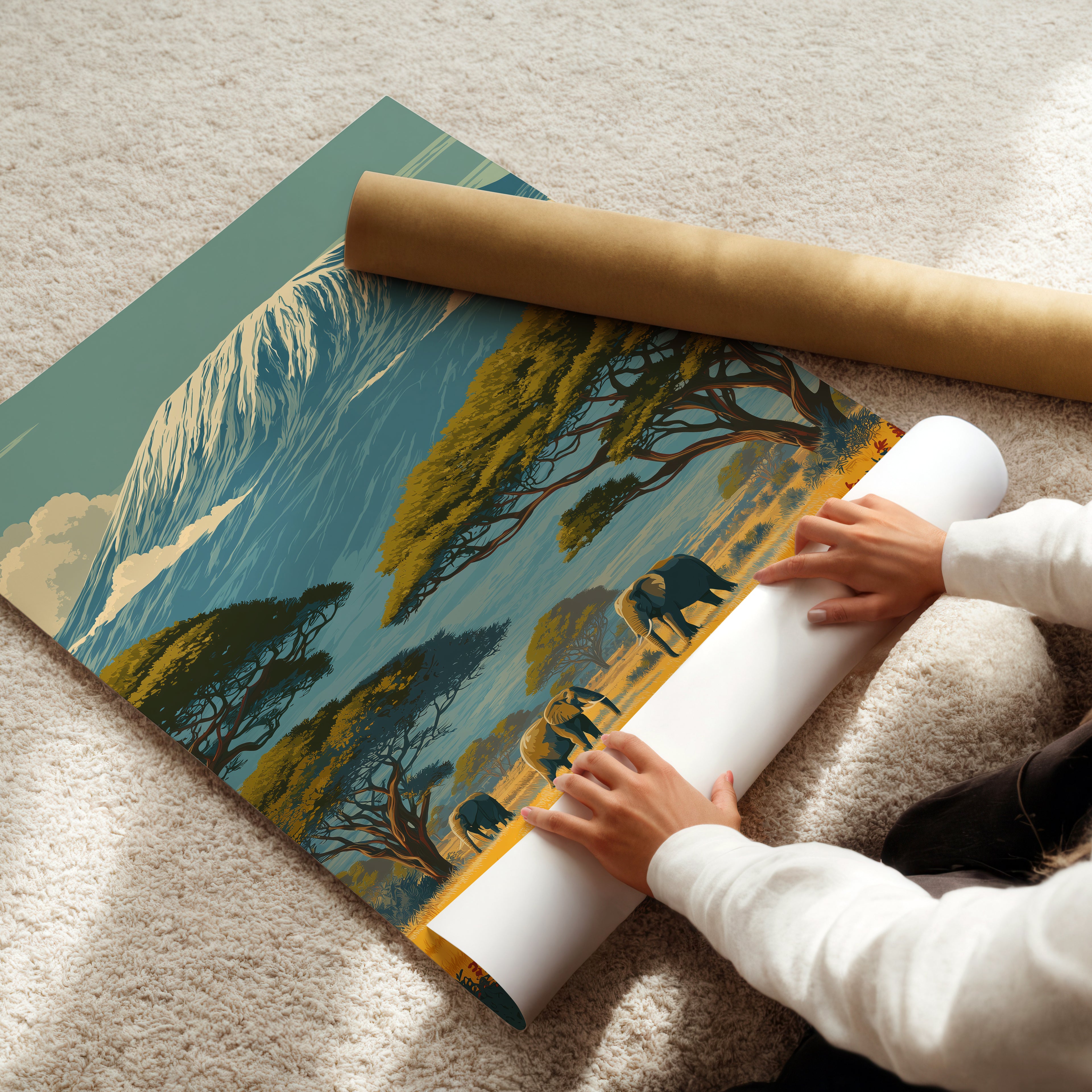 Mount Kilimanjaro Print: Tanzania Travel Poster, African Landscape Art