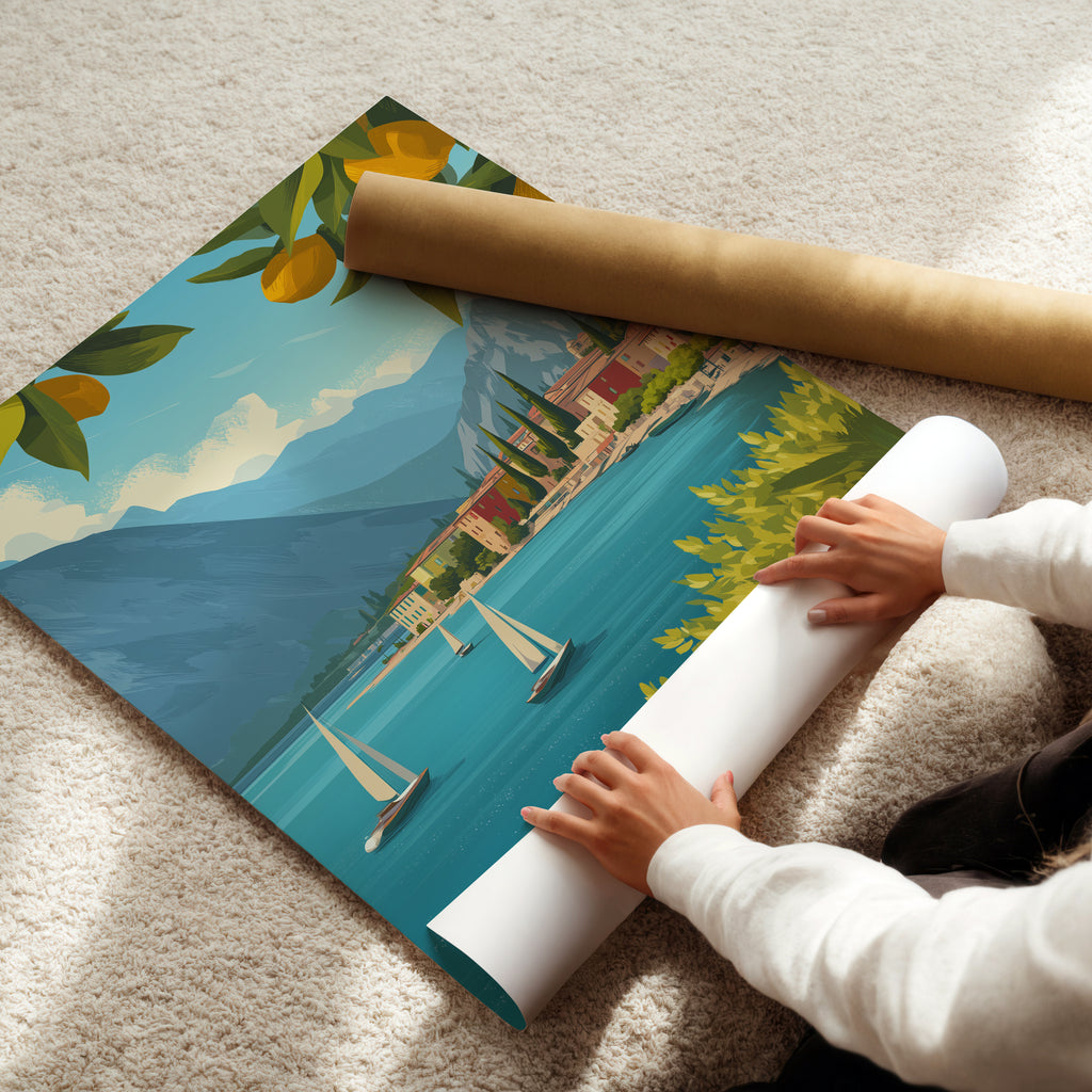 Lake Garda Italy Print: Scenic Lakeside Travel Poster