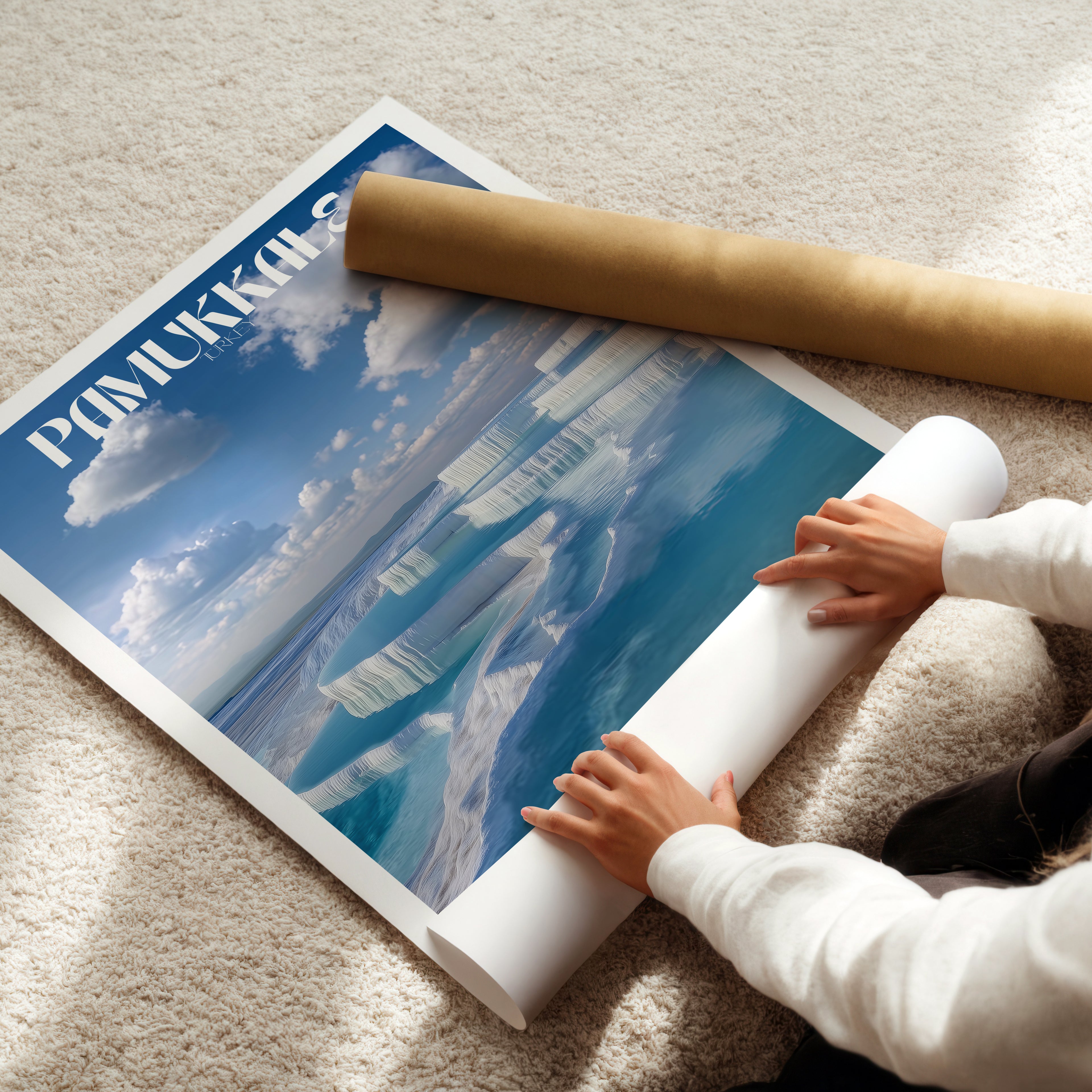 Pamukkale Turkey Travel Poster – Thermal Pools Wall Art, Landscape Print, Natural Wonder Decor