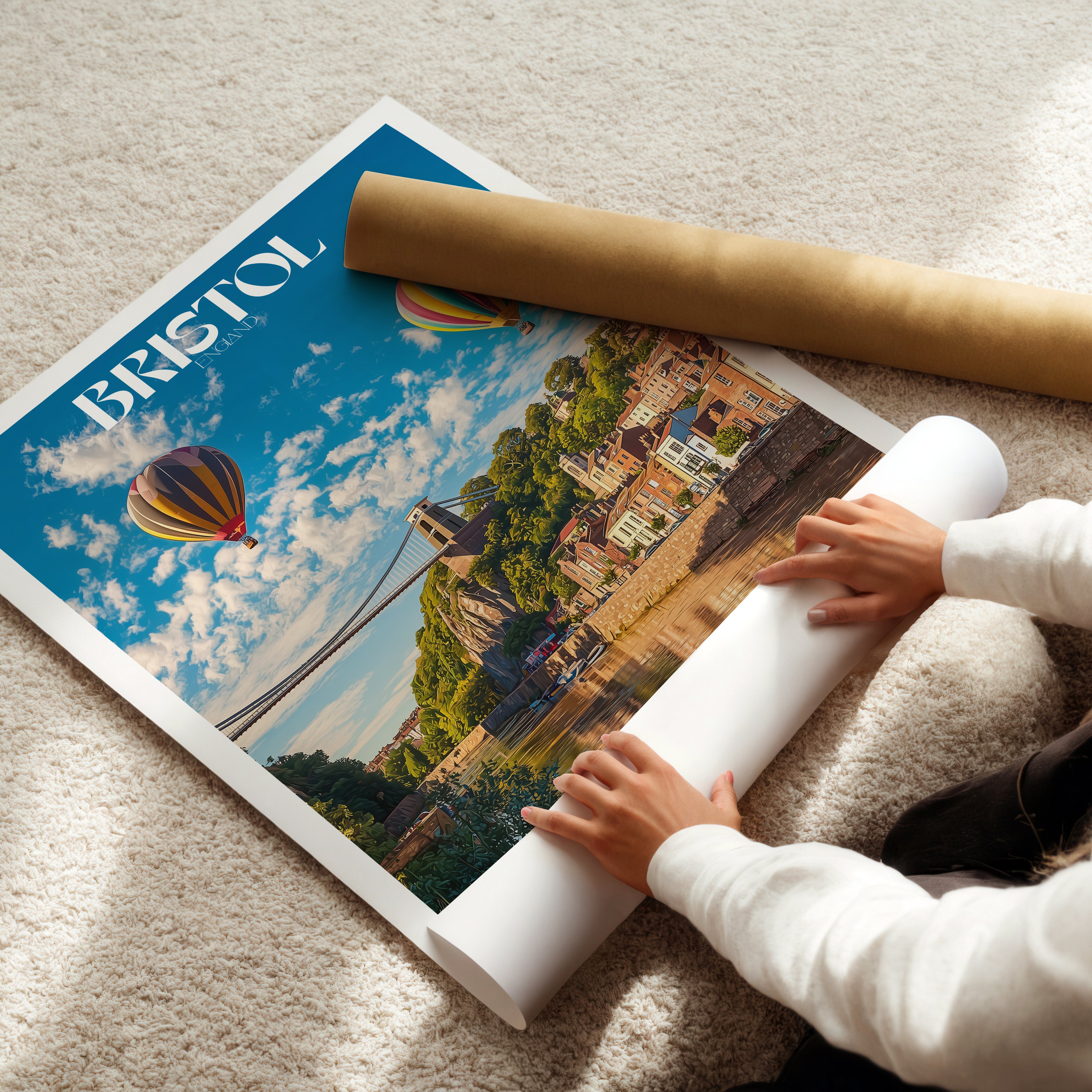 Bristol UK Poster – Colourful City Travel Print, British Wall Art, Architecture Artwork