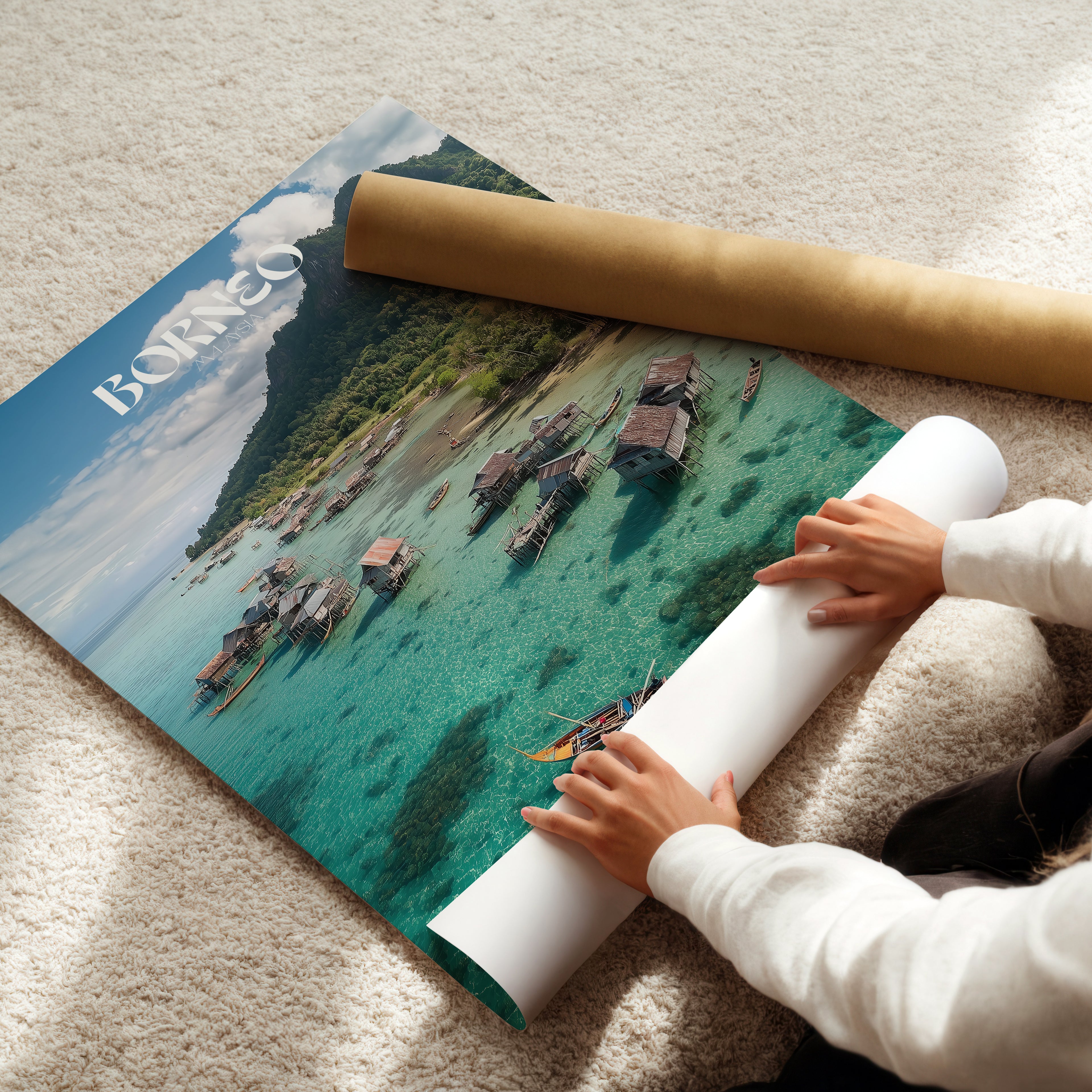 Borneo Malaysia Travel Poster – Rainforest Wall Art Print, Southeast Asia Nature Decor, Jungle Landscape Photography