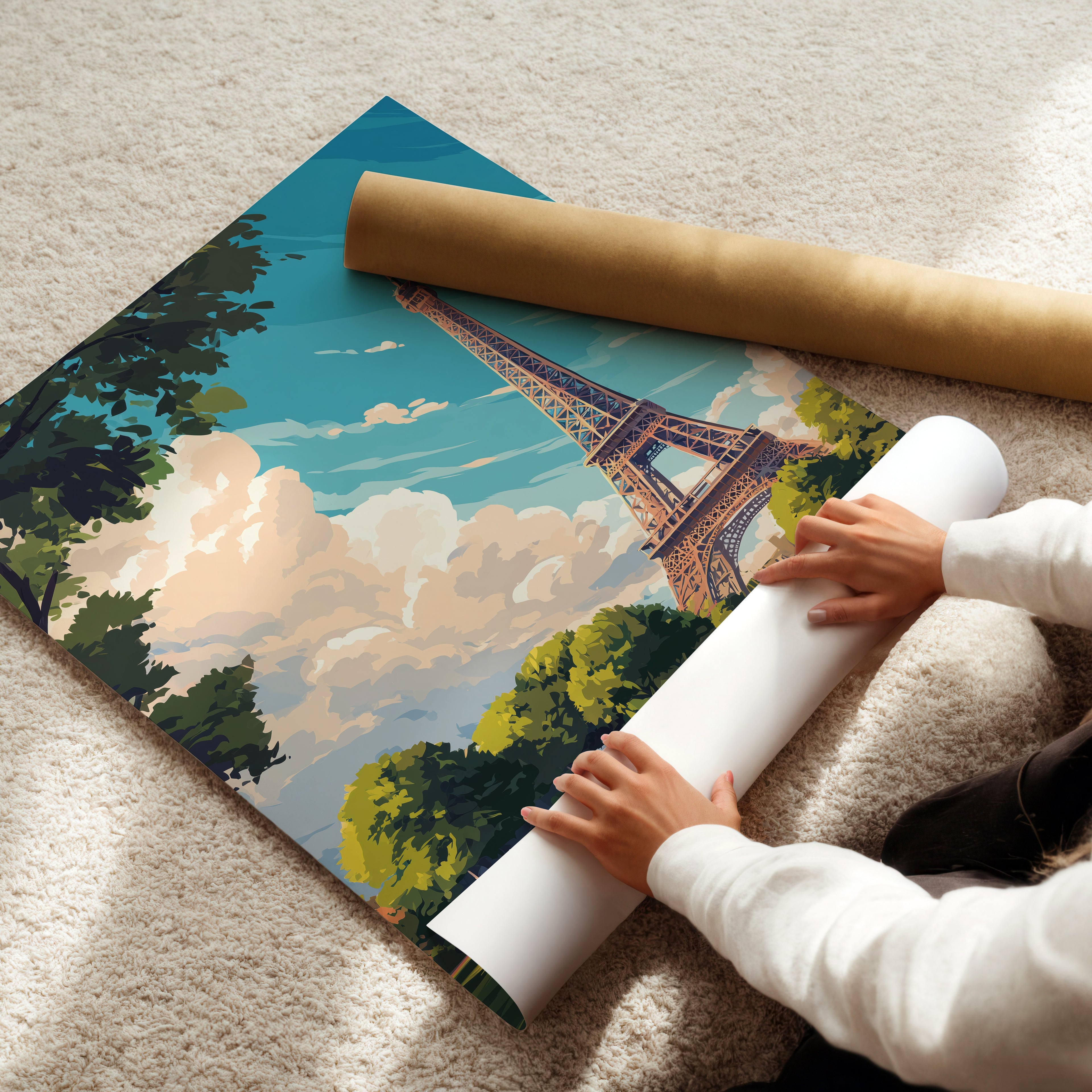 Paris France Poster – Eiffel Tower Wall Art, Romantic City Print, European Travel Photography Decor