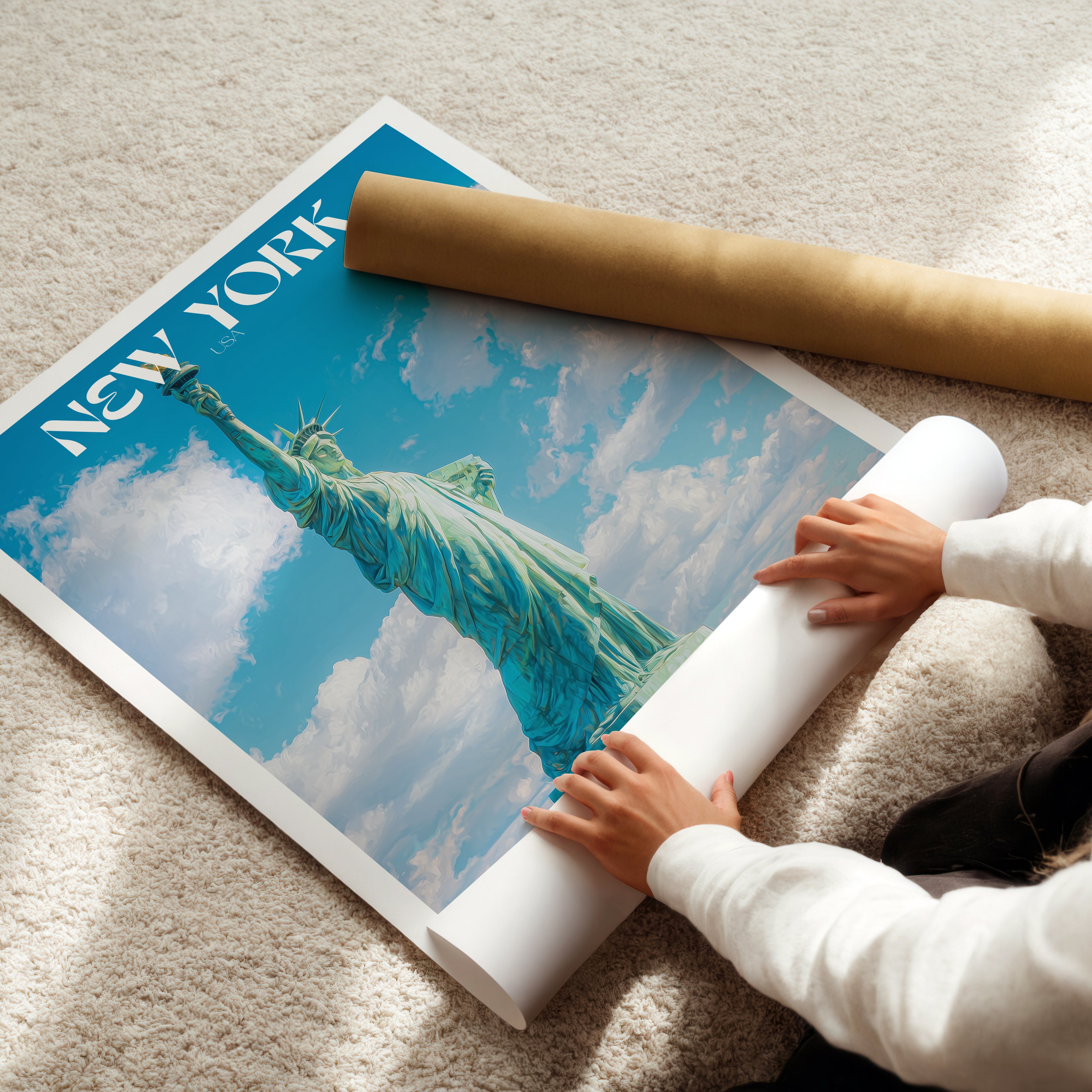 New York Travel Poster – Statue of Liberty Wall Art Print, USA Landmark, City Decor