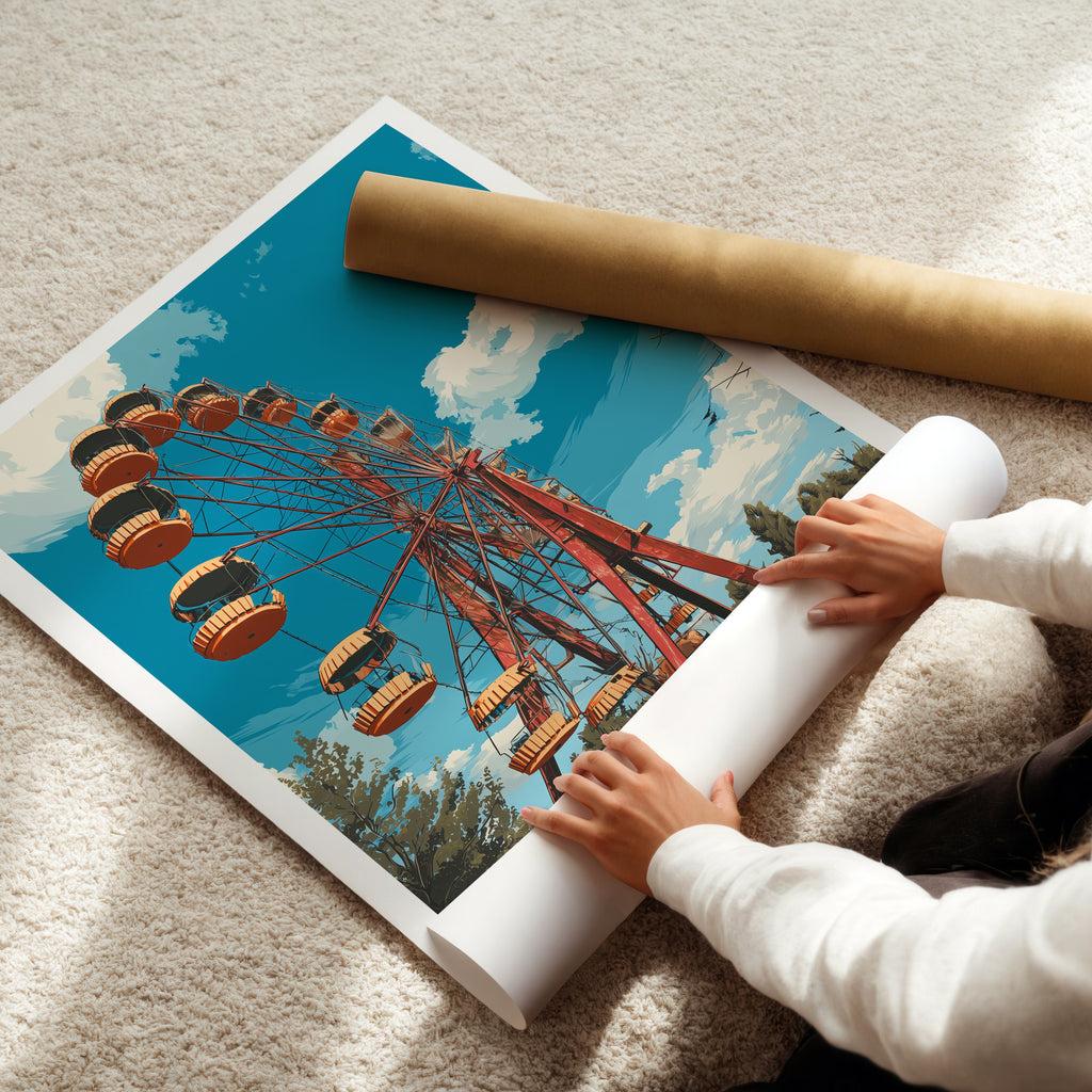 Spreepark Travel Poster: Abandoned Ferris Wheel Print, Berlin Germany Wall Art