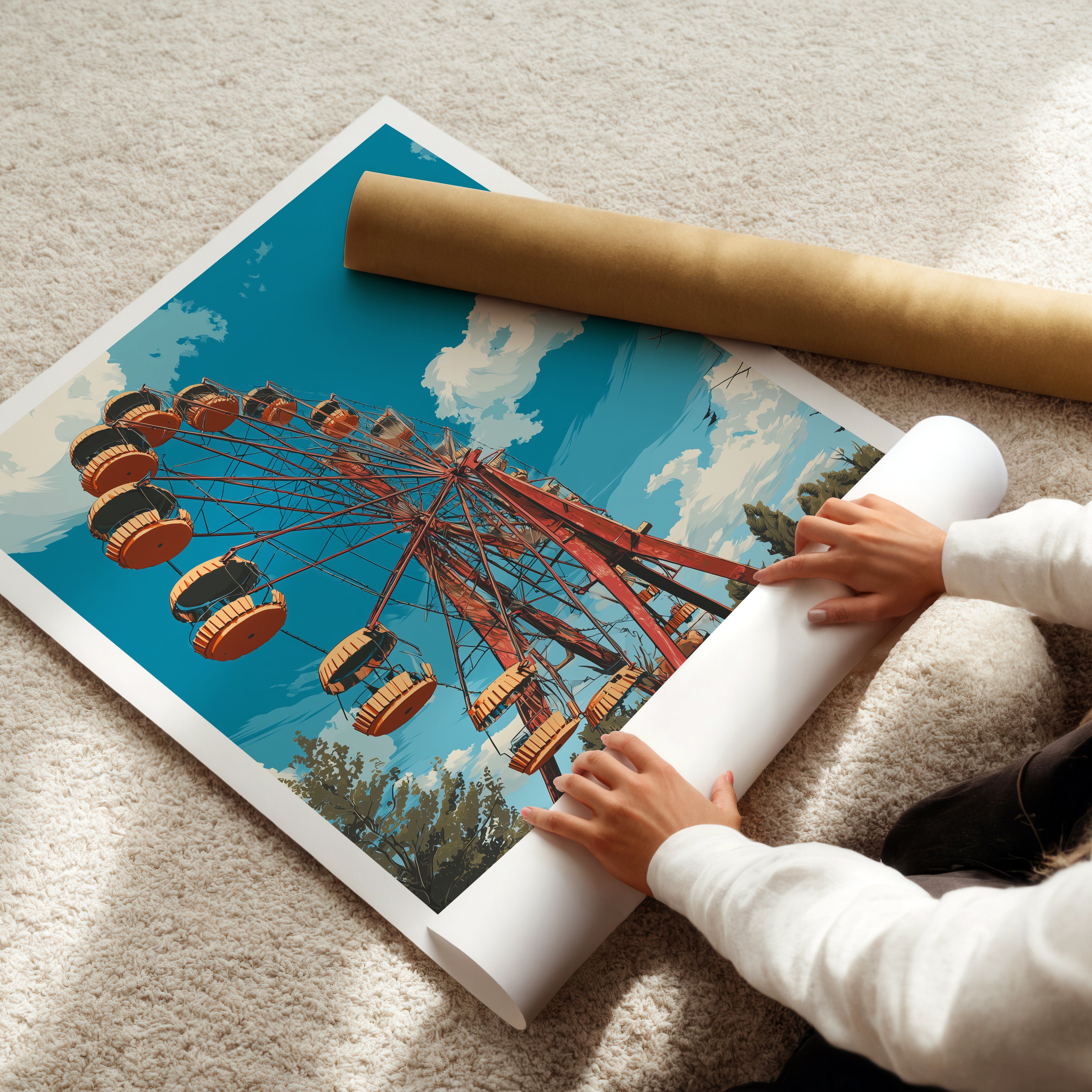 Spreepark Travel Poster: Abandoned Ferris Wheel Print, Berlin Germany Wall Art