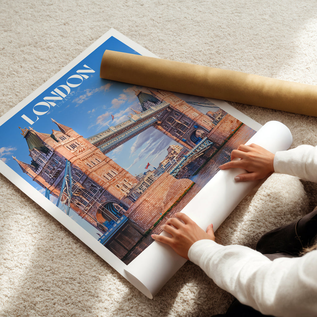 London Bridge Wall Art – England Travel Poster, Iconic Landmark Print, British City Deco