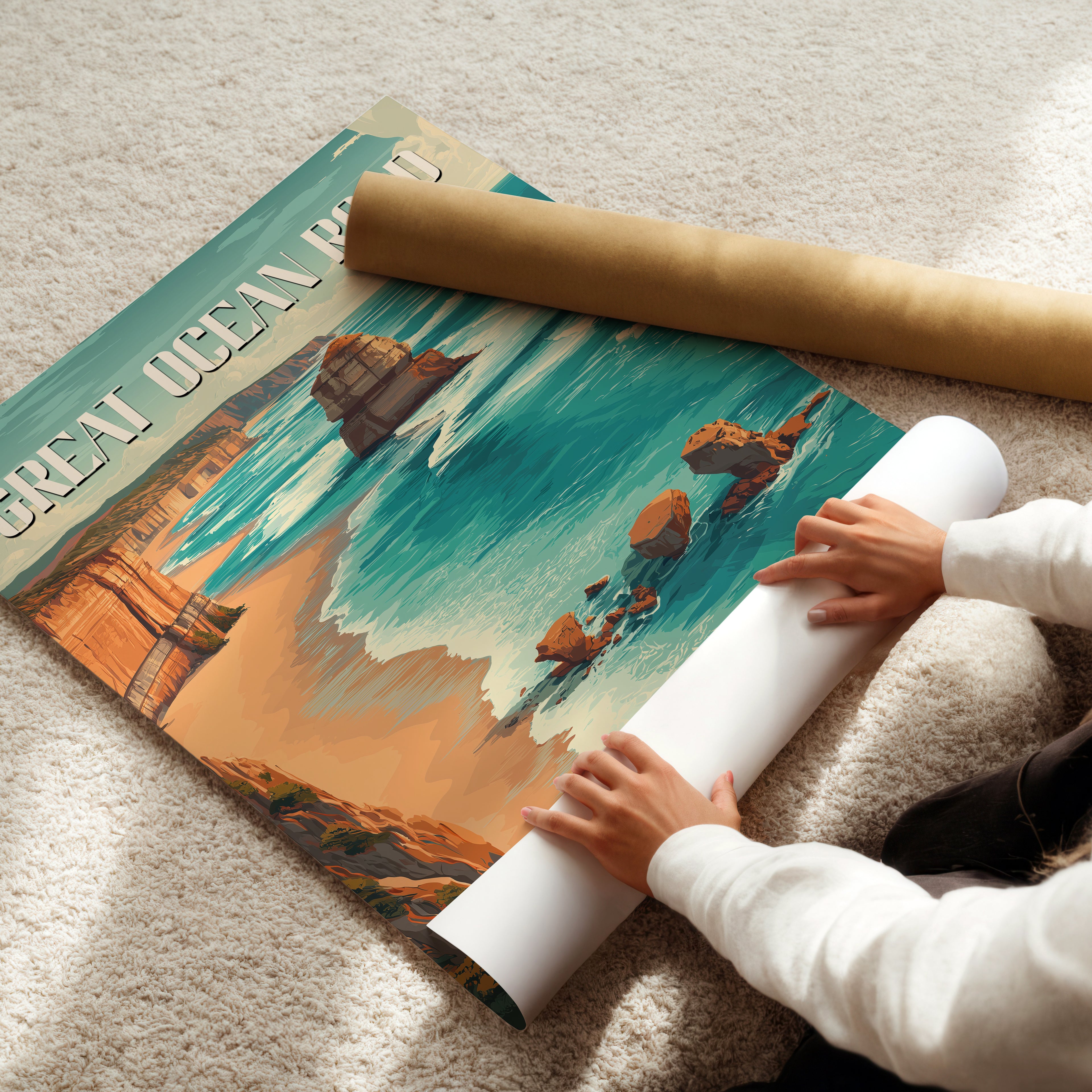 Great Ocean Road Poster – Australia Coastal Wall Art, Ocean Cliff Print, Scenic Travel Photography, Nature Landscape Decor