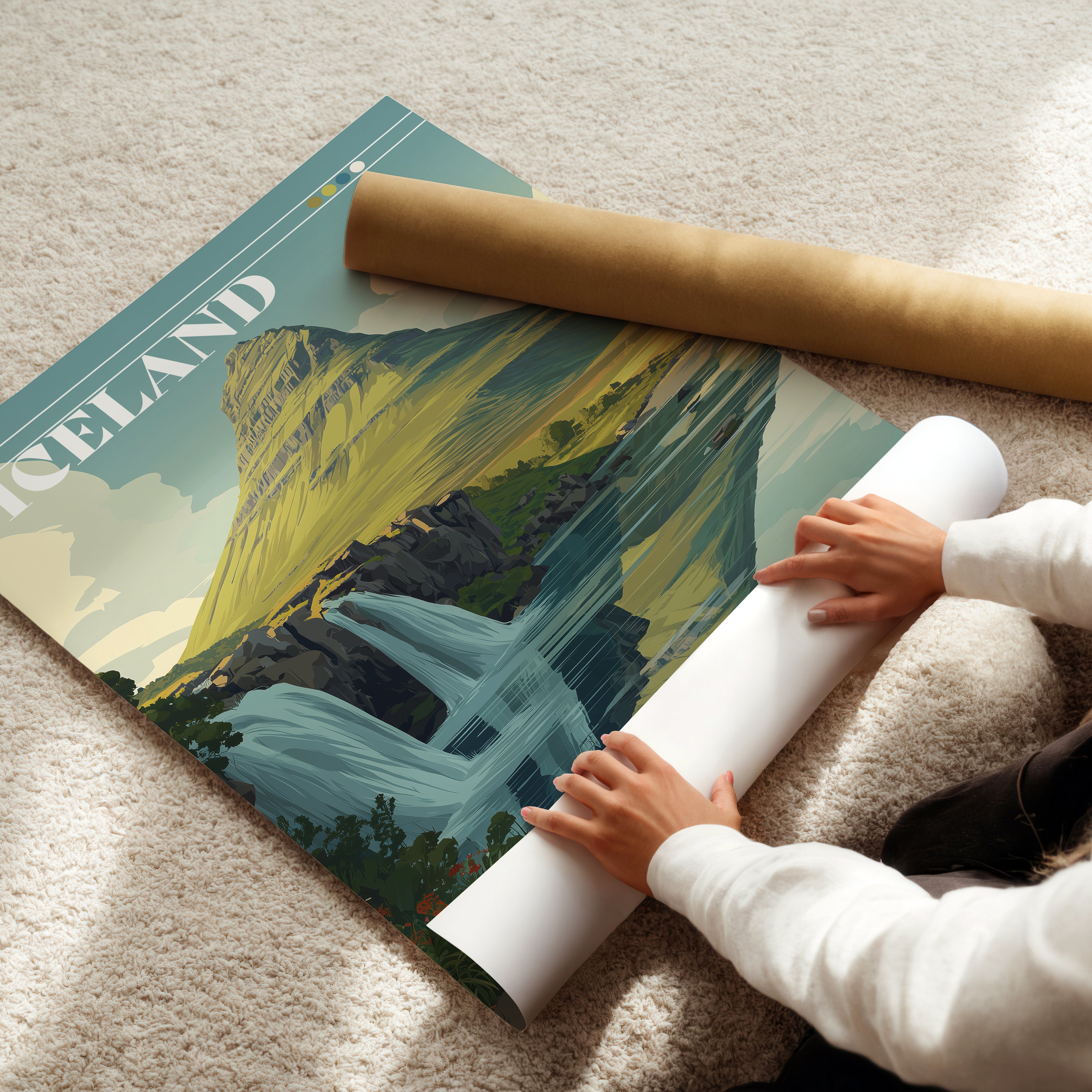 Kirkjufell Iceland Travel Print: Nordic Mountain & Waterfalls Landscape