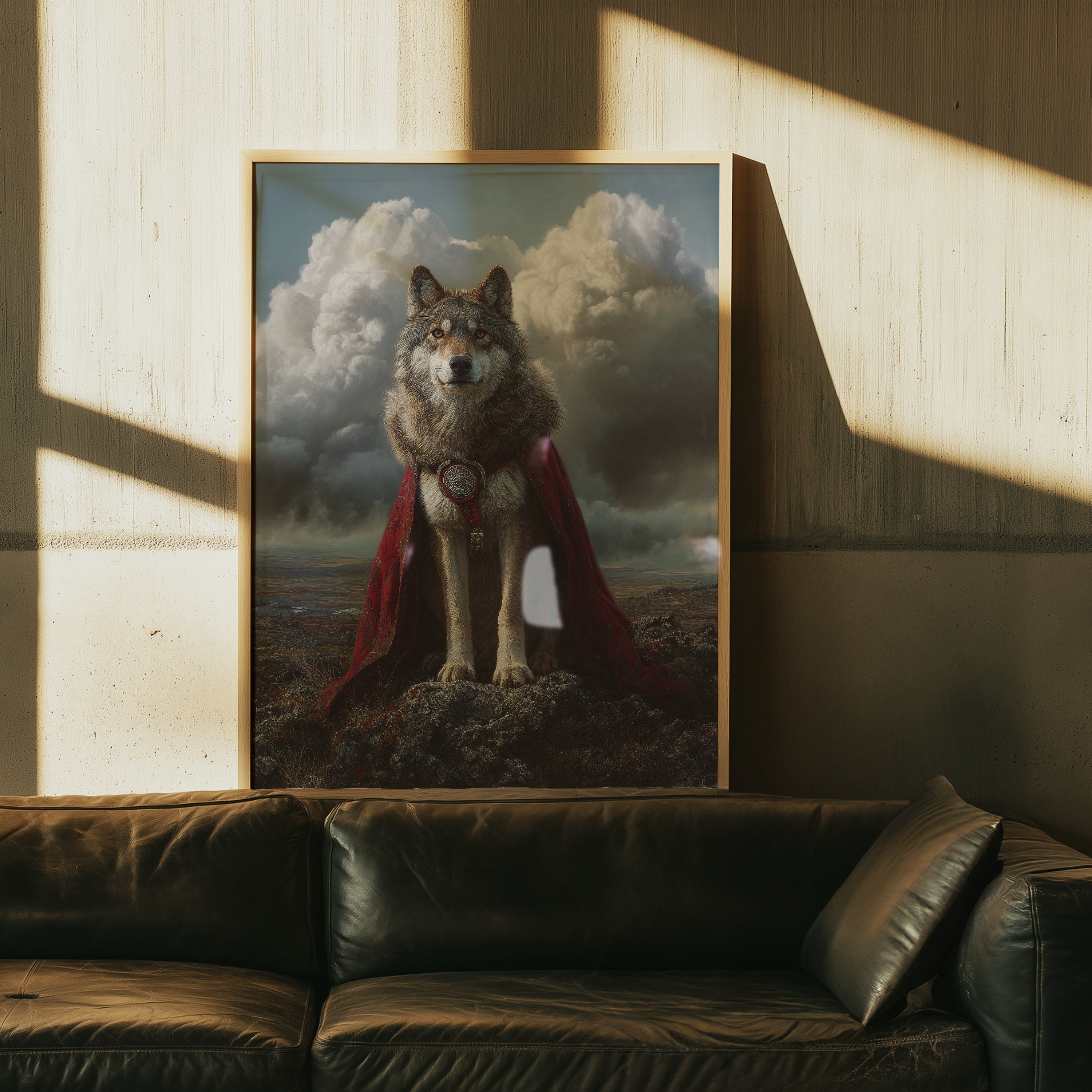 Wolf Chieftain Poster – Viking Fantasy Animal Art, Nordic Wild Wolf Wall Print