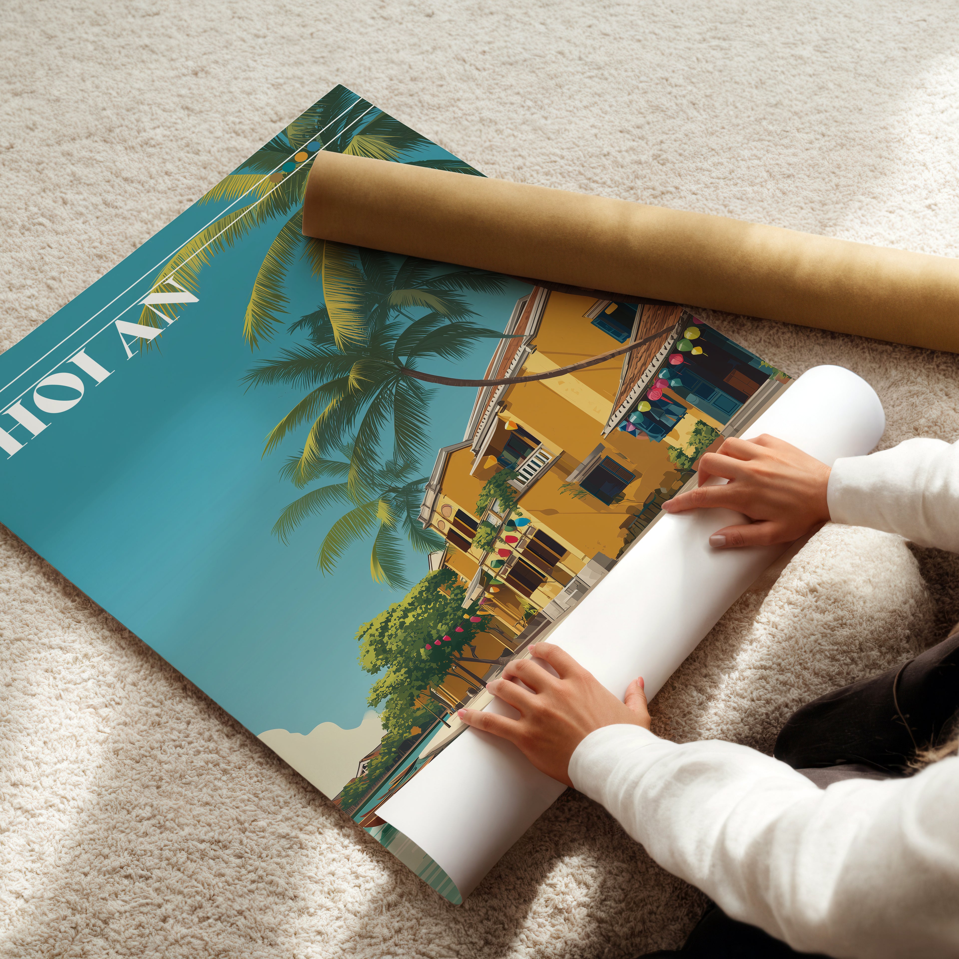 Hoi An Vietnam Poster – Lantern Street Wall Art, Riverside Town Print, Asian Travel Photography Decor