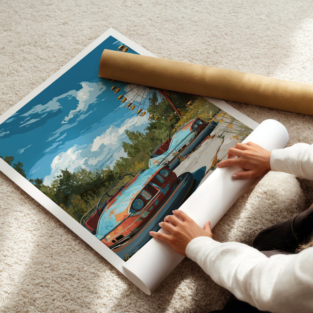 Chernobyl Travel Poster: Pripyat Amusement Park Print, Ukraine Wall Art