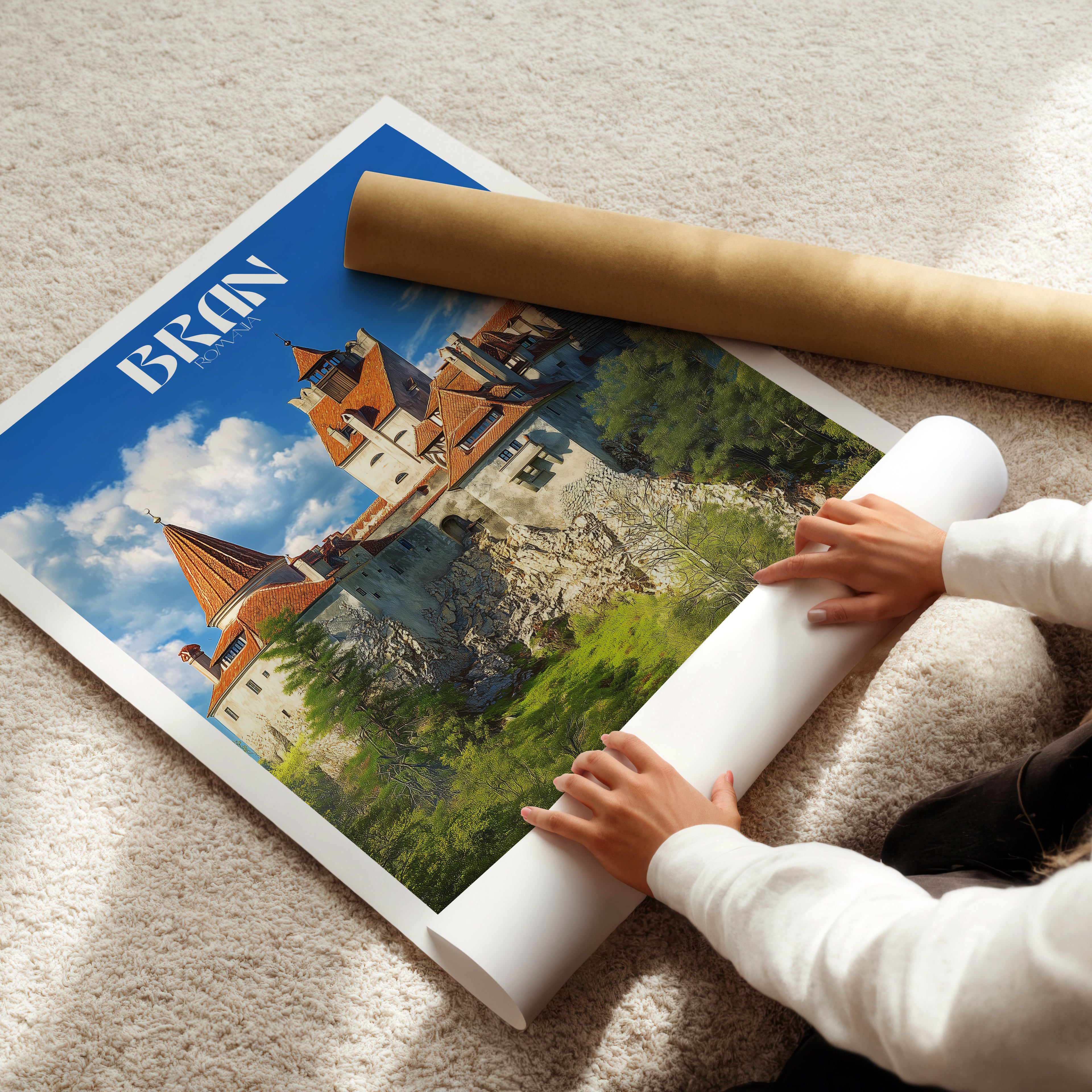 Dracula’s Castle Poster – Bran Castle Romania Print, Gothic Travel Wall Art, Historical Decor
