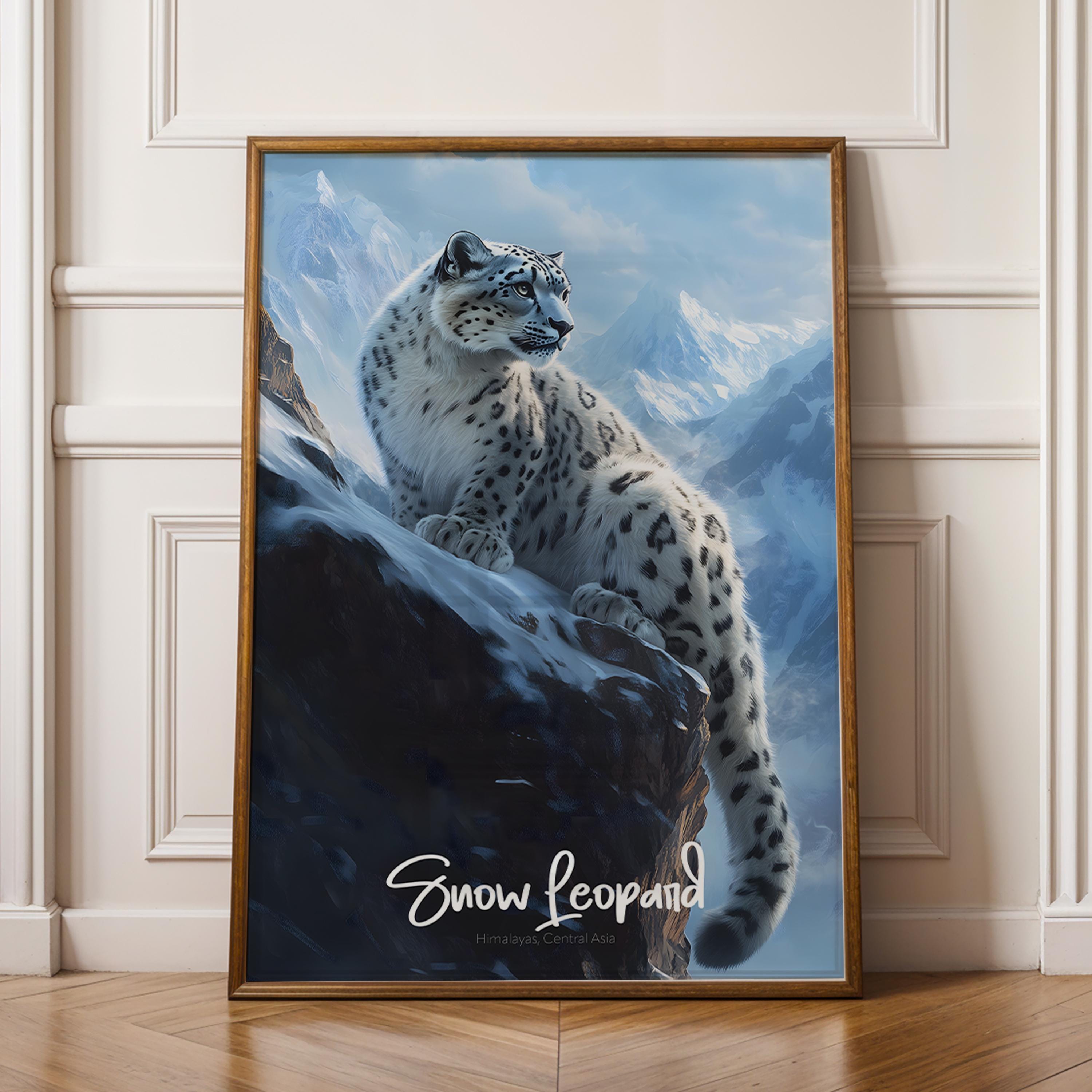 Snow Leopard Himalayas Print: Wildlife Art, Nature Poster