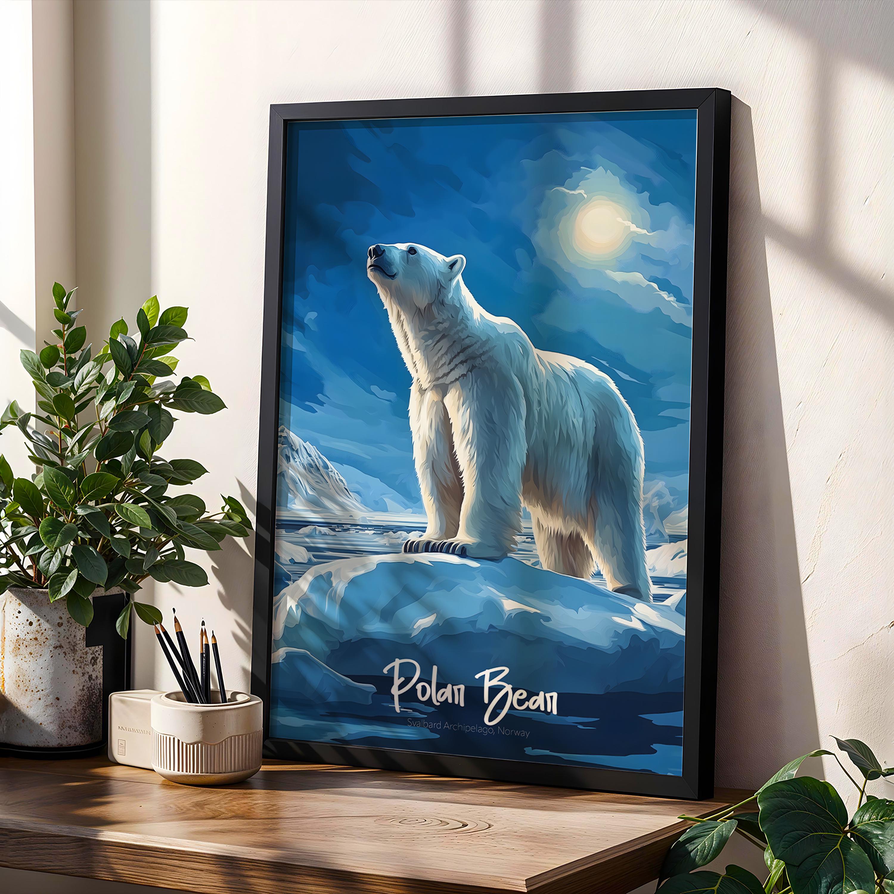 Polar Bear Art Print: Minimalist Scandinavian Wildlife Poster