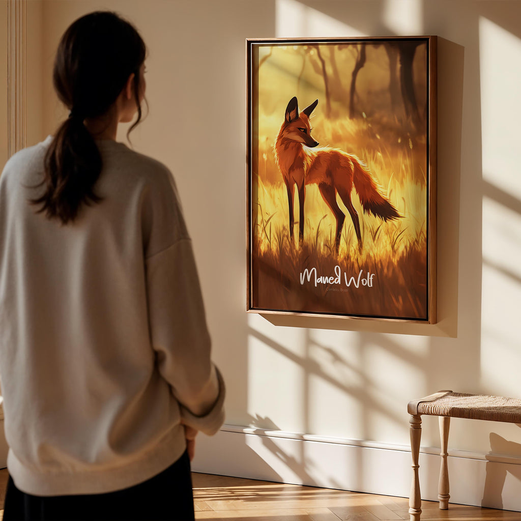 Maned Wolf Wildlife Poster: Nature Art Print for Home & Office