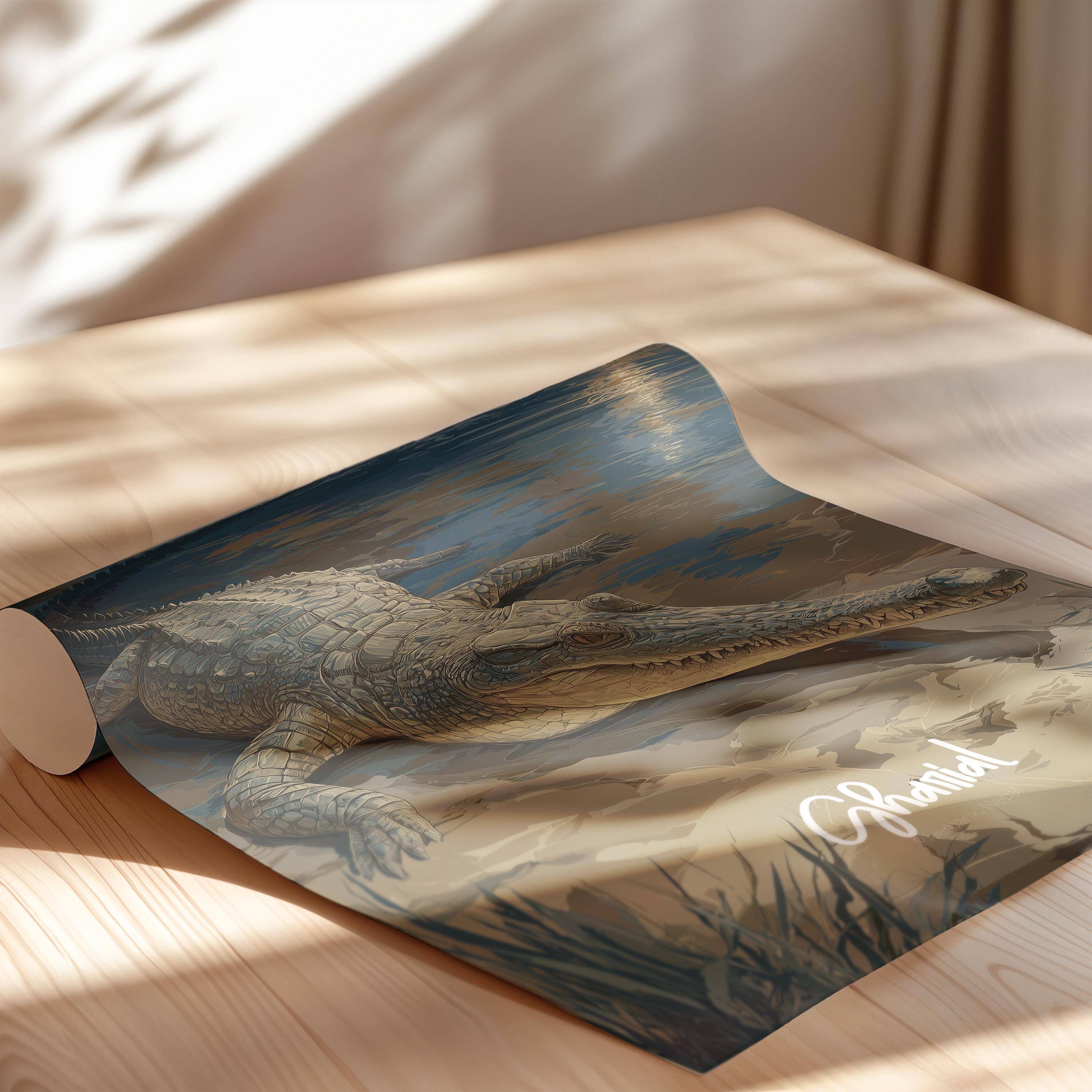 Gharial Framed Poster: Rare Reptile Wall Art for Kids Nursery