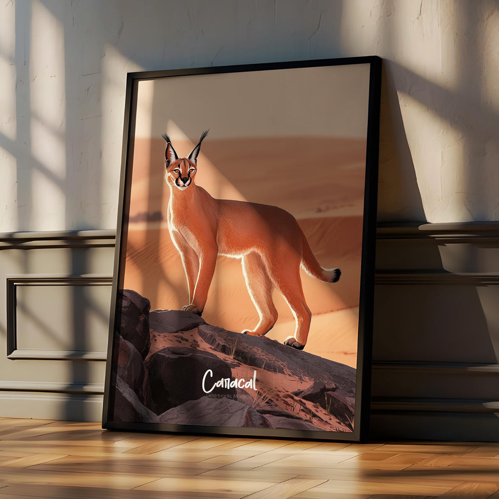 Caracal Cat Art Print: African Feline Poster, Wildlife Decor