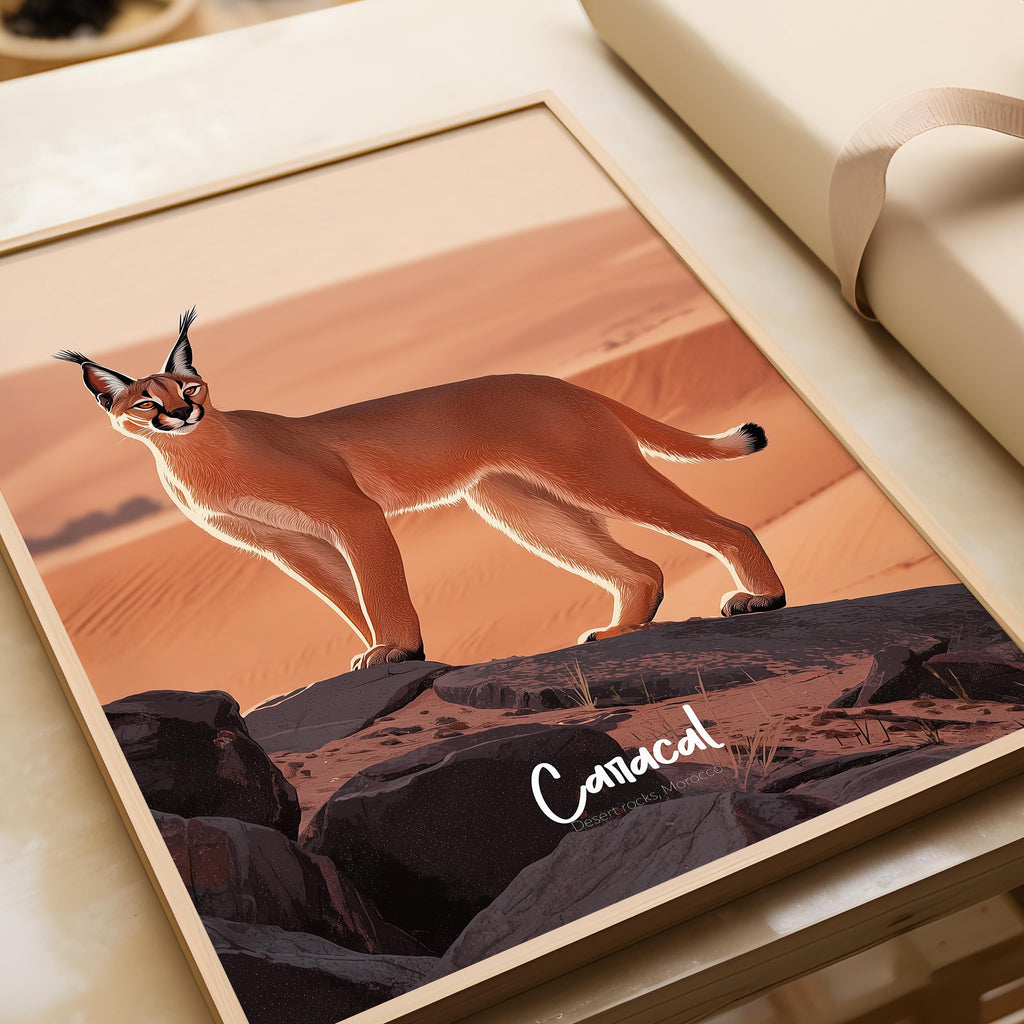 Caracal Cat Art Print: African Feline Poster, Wildlife Decor