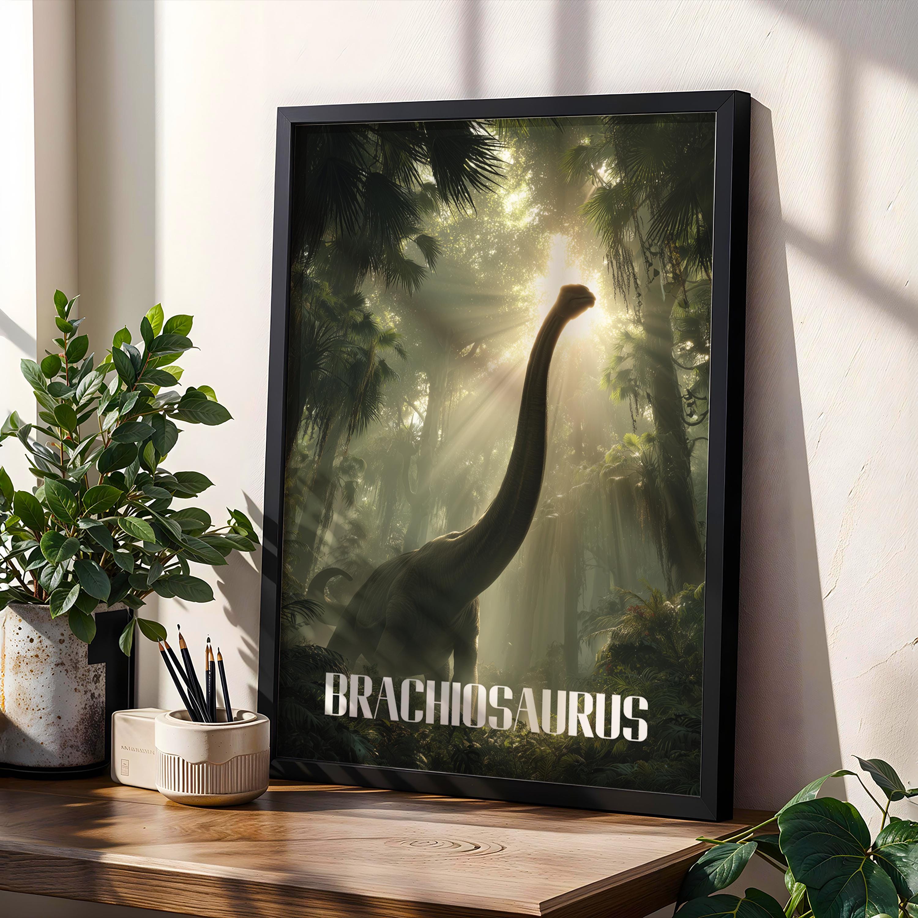 Brachiosaurus Poster for Kids Room – Tall Dinosaur Wall Art for Nursery or Playroom