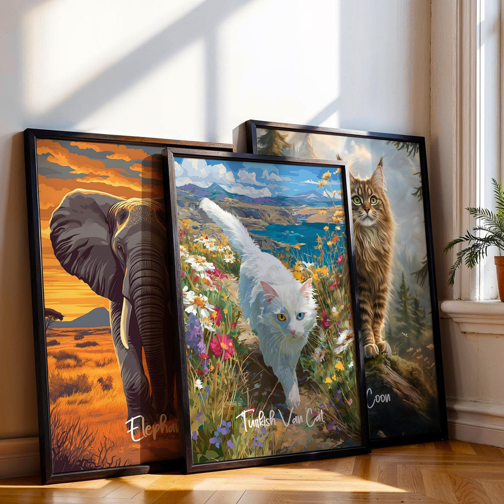 Turkish Van Cat Art Print: White & Ginger Rare Breed Poster