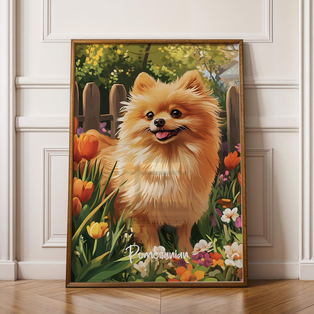 Pomeranian Dog Art Print: Fluffy Pet Illustration