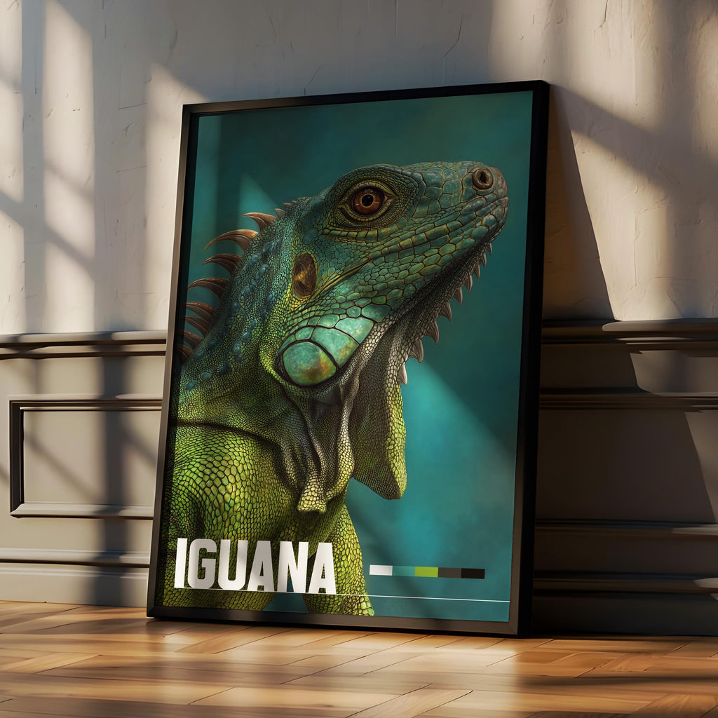 Iguana Framed Poster: Reptile Wall Art for Nursery or Kids Room