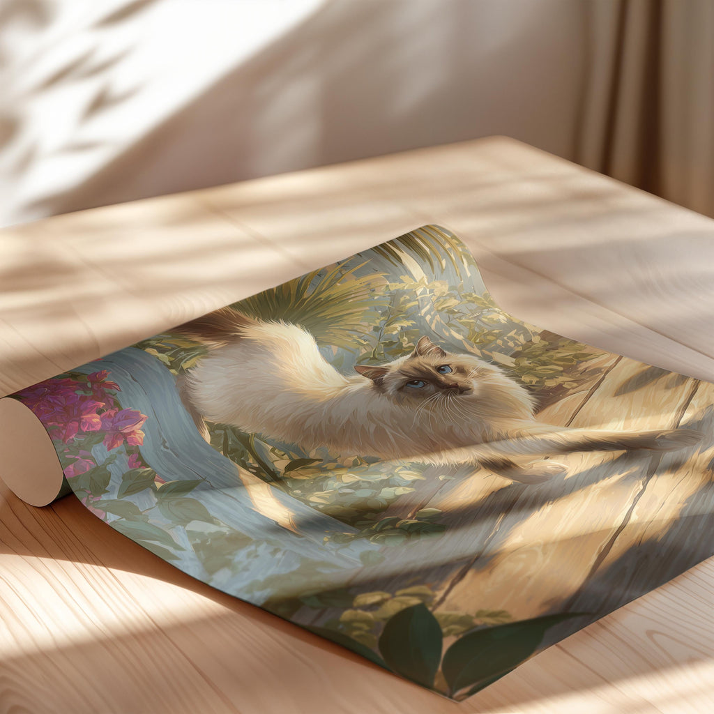 Balinese Cat Art Print: Elegant Siamese Cat Poster