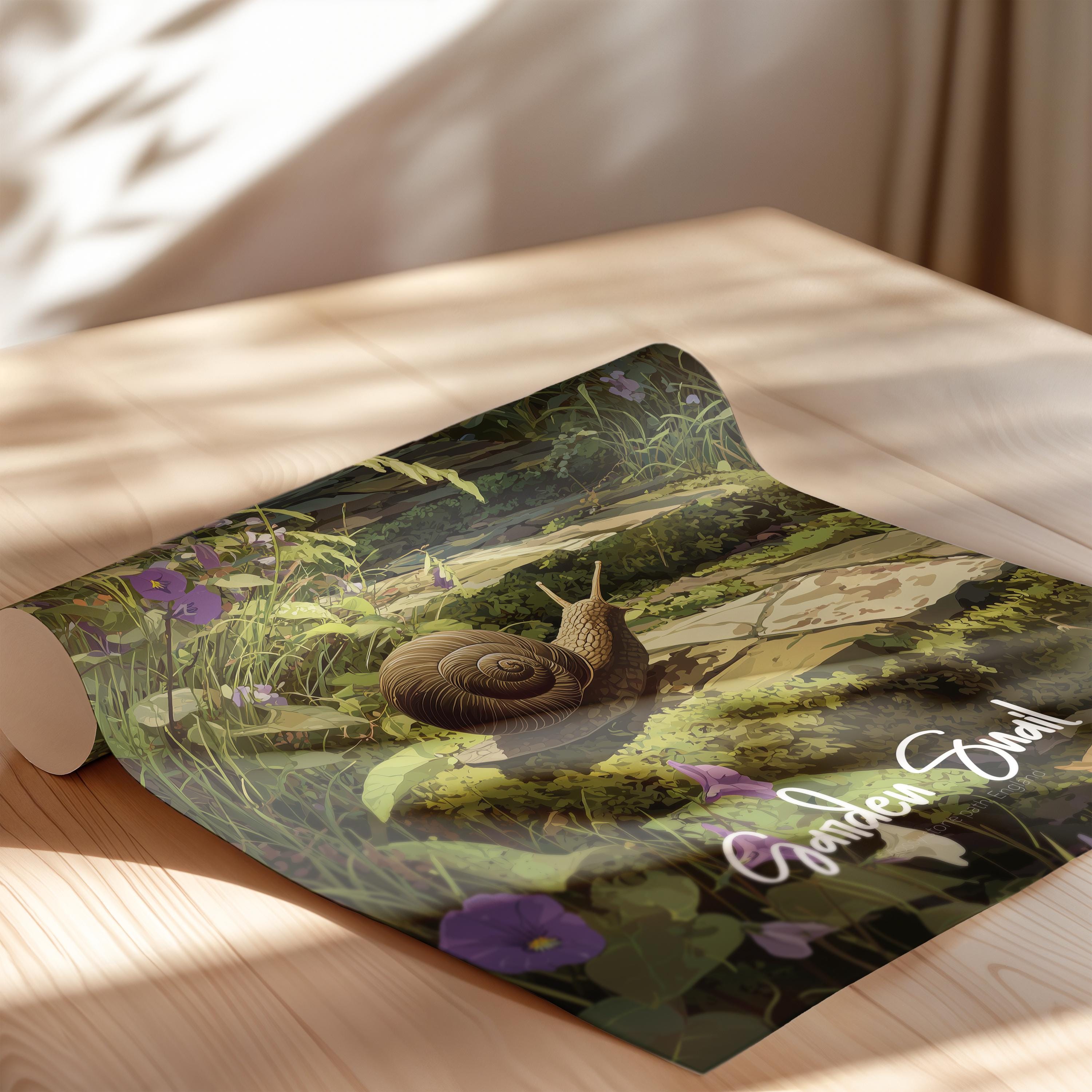 Whimsical Garden Snail Print: Nature-Inspired Kids Room Decor