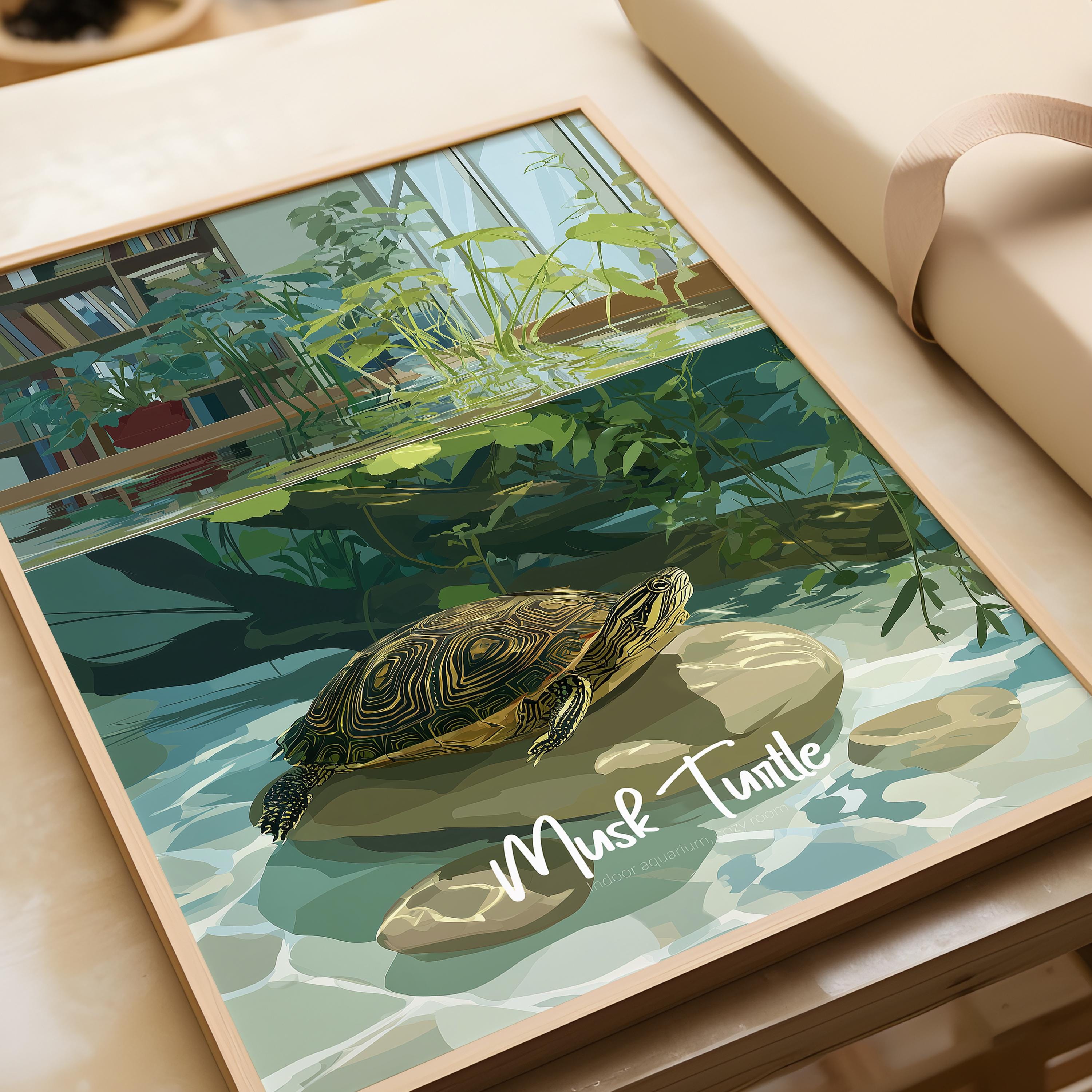 Musk Turtle Print: Aquatic Animal Wall Art for Kids Room