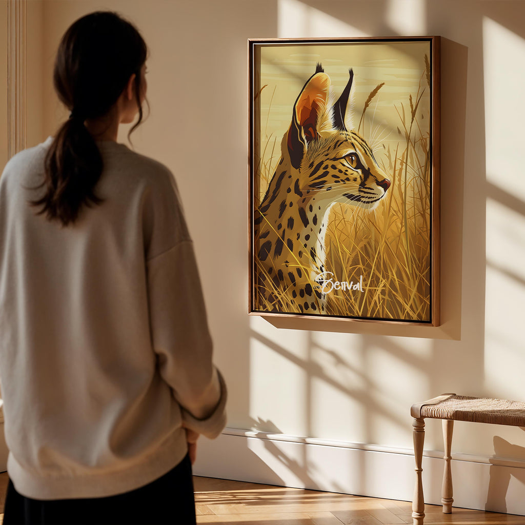Serval Cat Art Print: Exotic African Wildlife Illustration