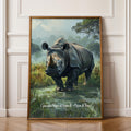 Asian Rhino Wall Art – Greater One-horned Rhino Illustration, Nature-Inspired Decor, Gift for Wildlife Lovers