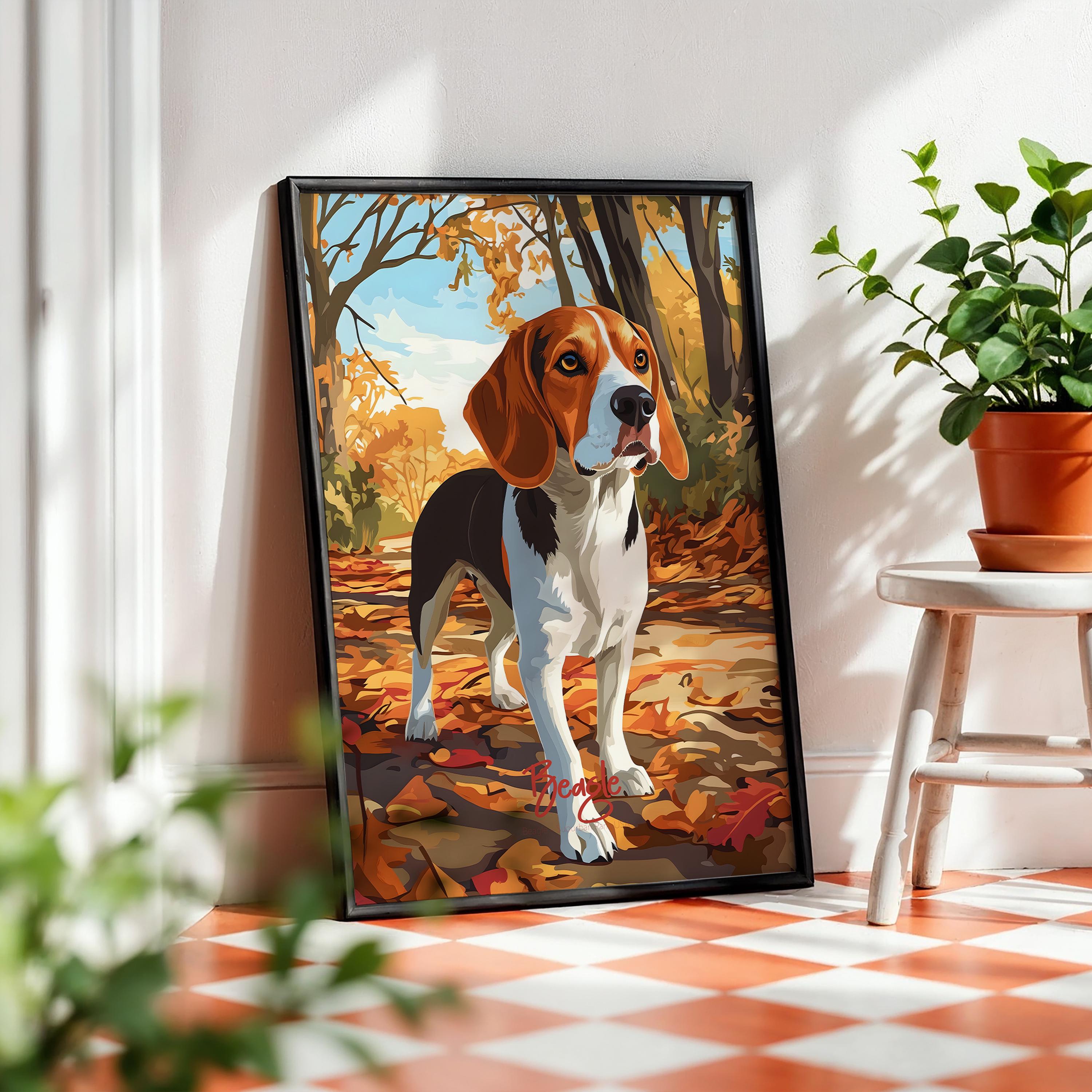 Beagle Dog Art Print, Modern Framed Poster, Pet Home Decor