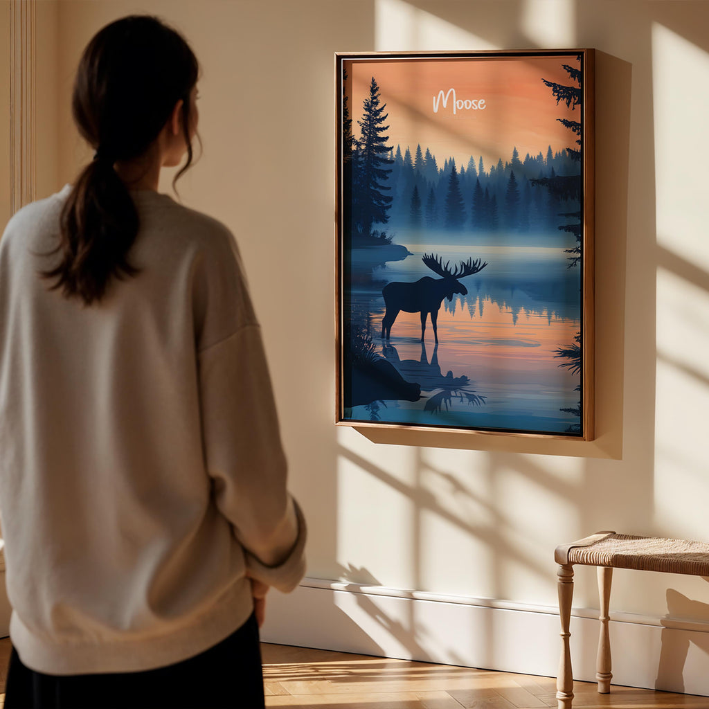 Rustic Moose Wall Art Print: Cabin Decor, Wildlife Poster