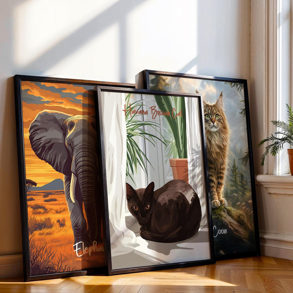 Havana Brown Cat Art Print: Elegant Chocolate Cat Lover Gift