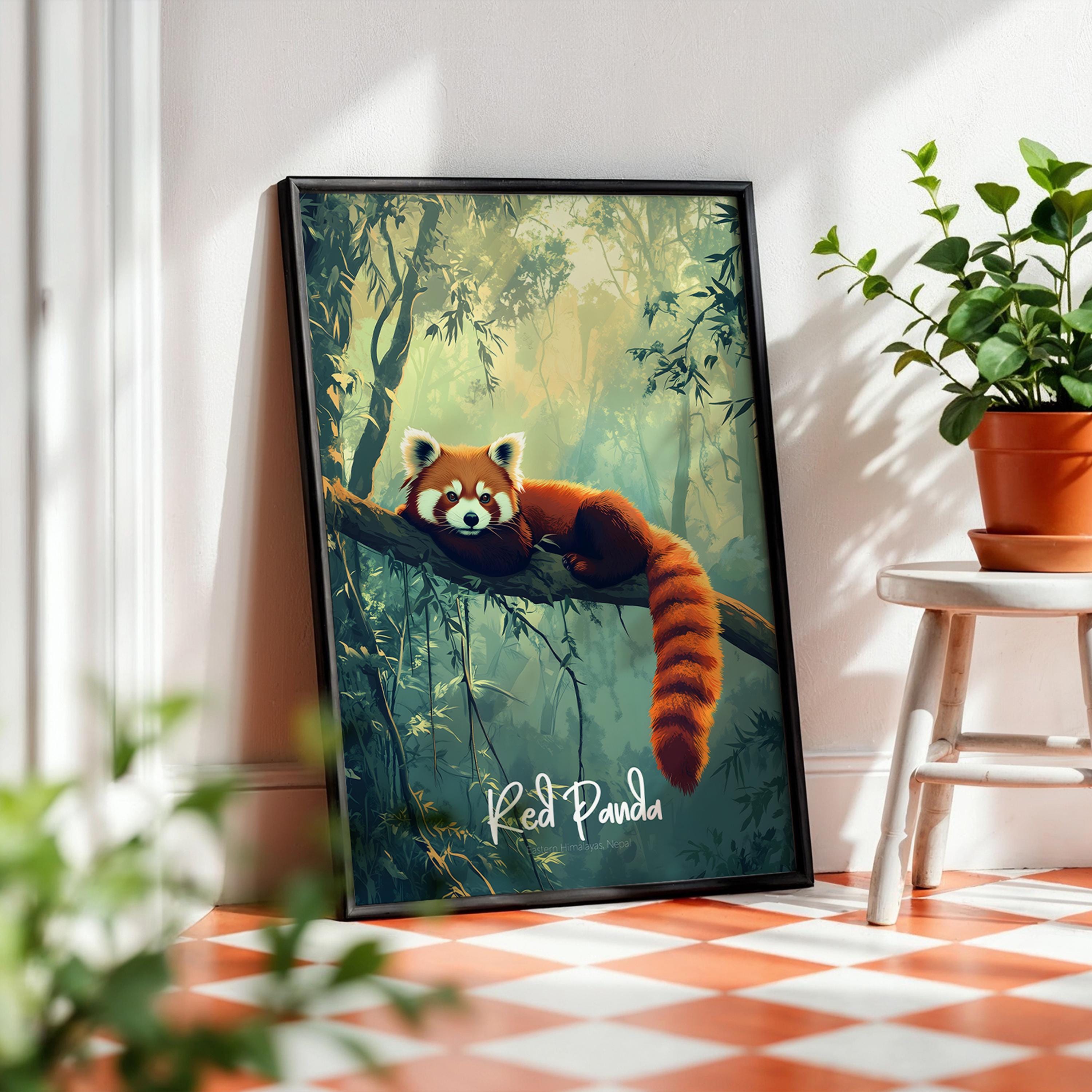 Red Panda Print: China Wildlife Illustration, Animal Wall Art