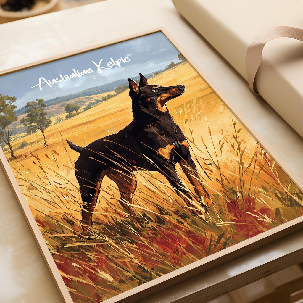 Australian Kelpie Art Print: Herding Dog Breed Portrait