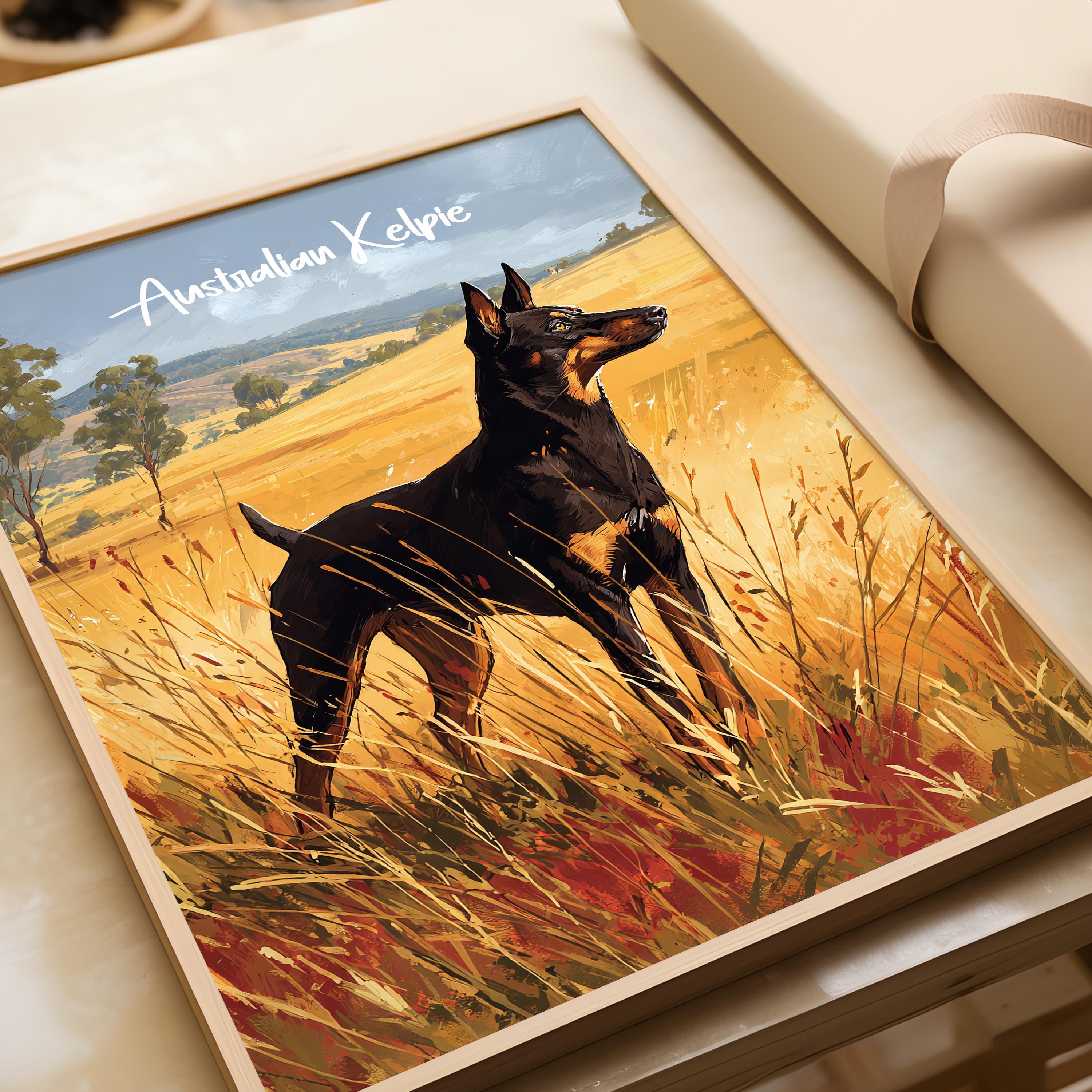 Australian Kelpie Art Print: Herding Dog Breed Portrait
