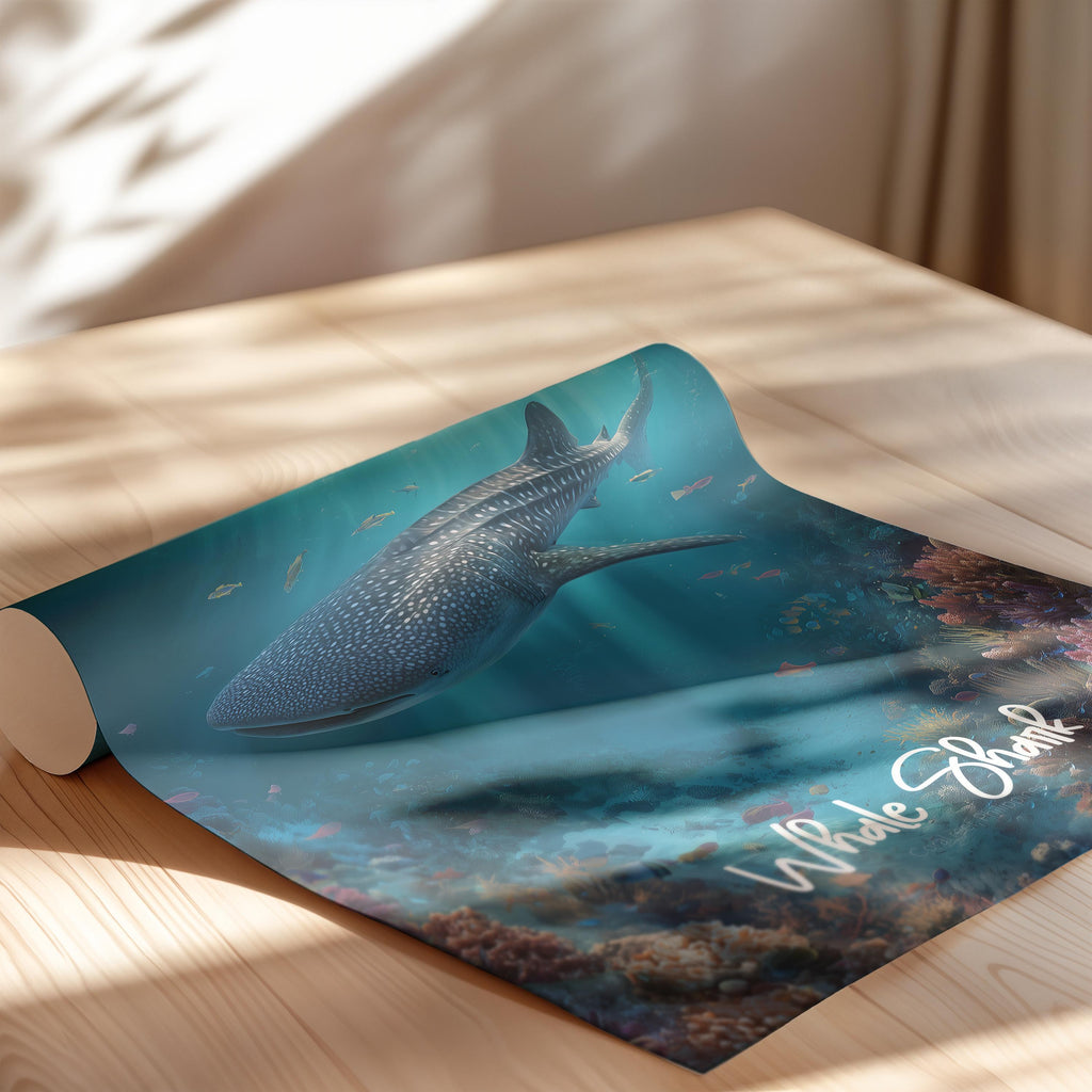 Whale Shark Framed Poster: Ocean Nursery Decor, Marine Wildlife Art