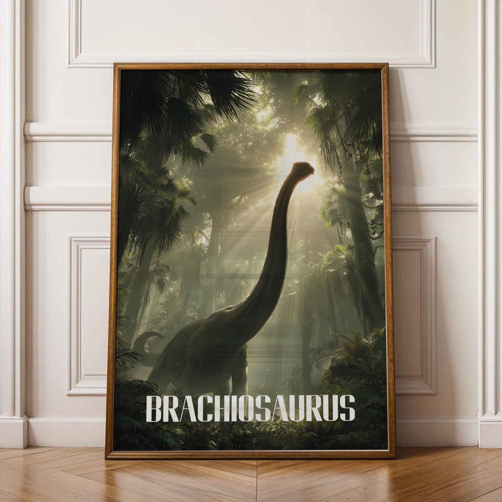 Brachiosaurus Poster for Kids Room – Tall Dinosaur Wall Art for Nursery or Playroom