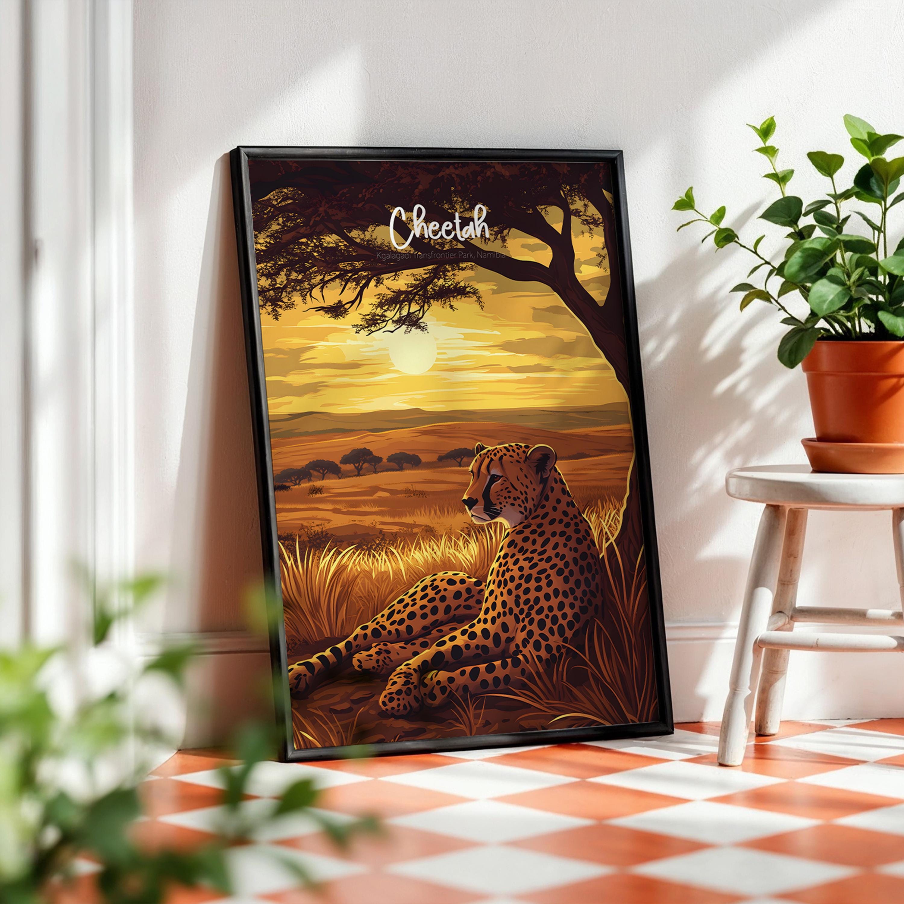 Cheetah Art Print: Modern Savannah Wildlife Illustration